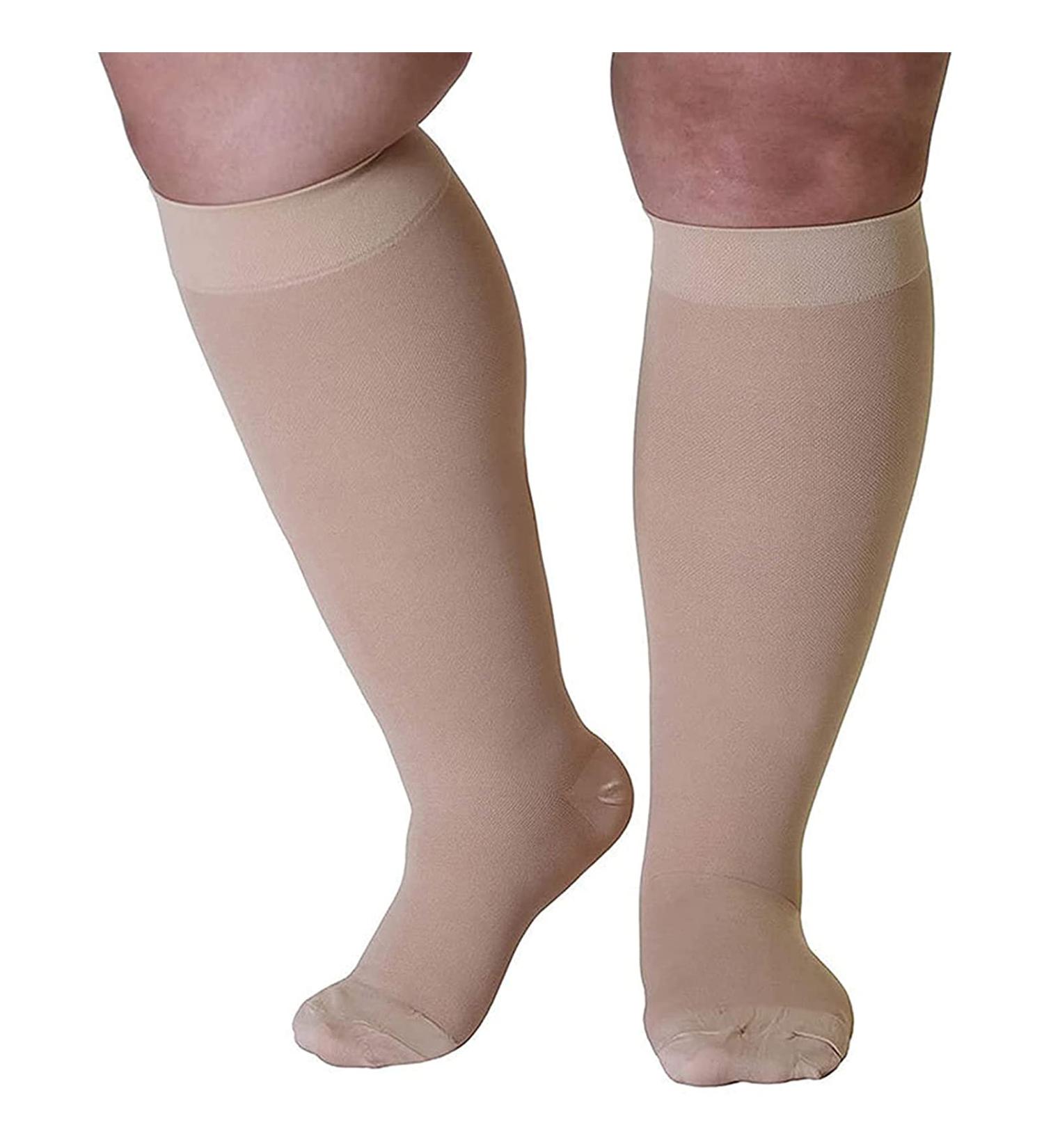 Shenxiaoming Oversize Calf Compression Stockings - Comfortable Knee-High Support for Nurses Seniors & Travel - Buy Online on GoSupps.com