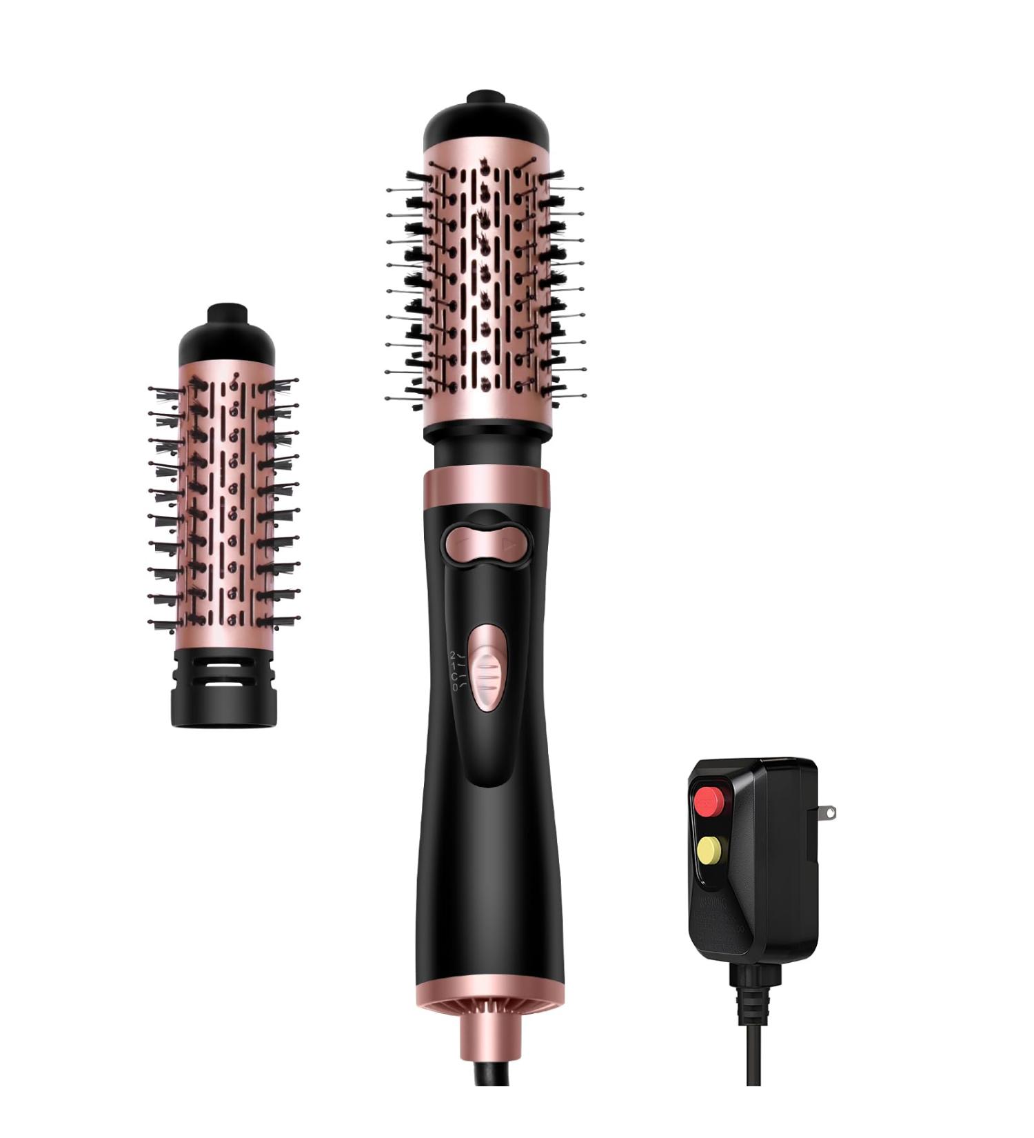 3-in-1 Hair Dryer Brush Set - Rotating Hot Air Spin Brush with Ionic Technology - Detachable Curling Brushes in Black & Gold - Buy Online on GoSupps.com