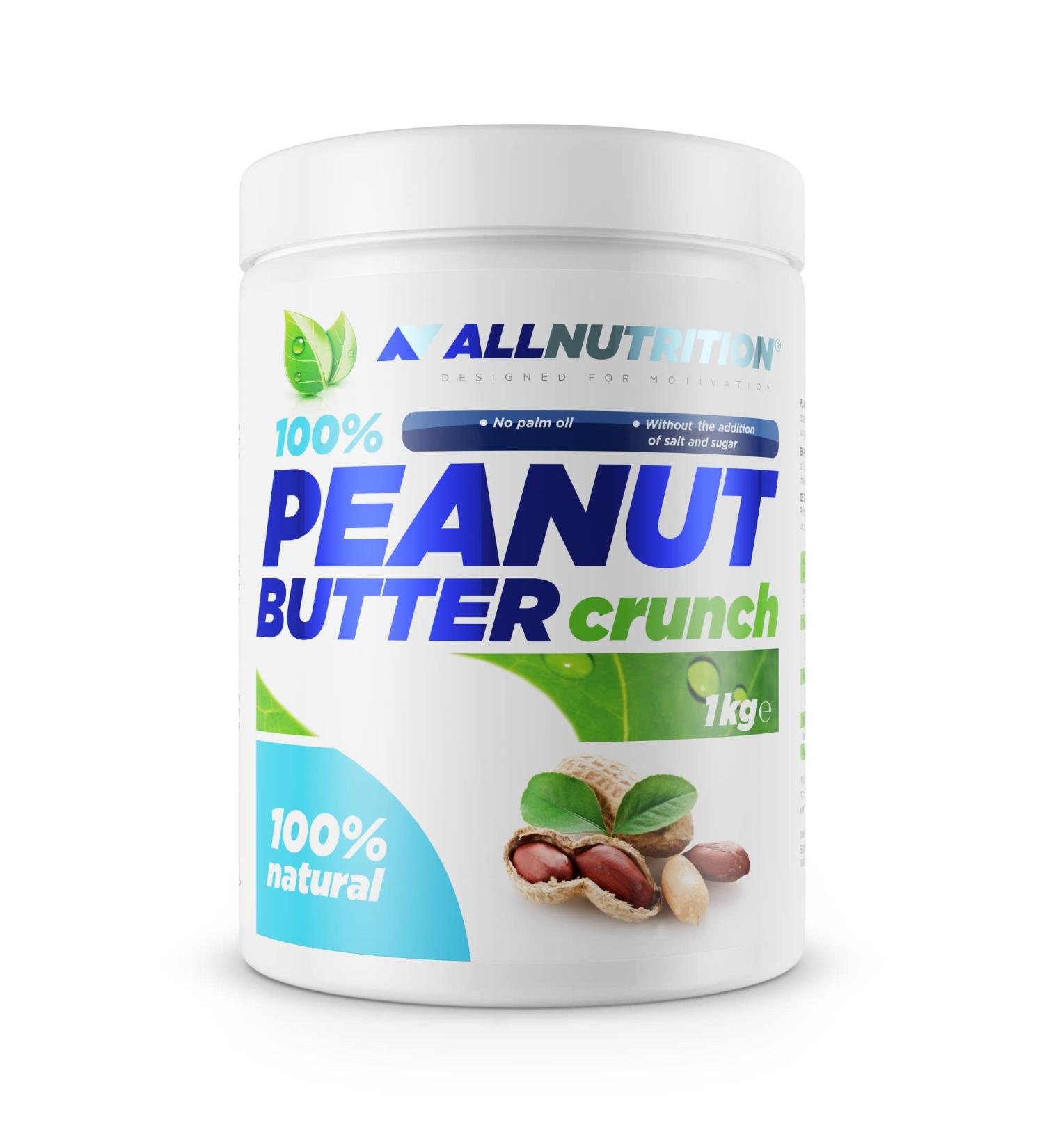 ALLNUTRITION Peanut Butter - Peanut Butter Crunchy - 100% Roasted Peanut Butter - Sugar-free Peanut Butter - Suitable for Vegans and Ketos - Low Calorie - 1kg