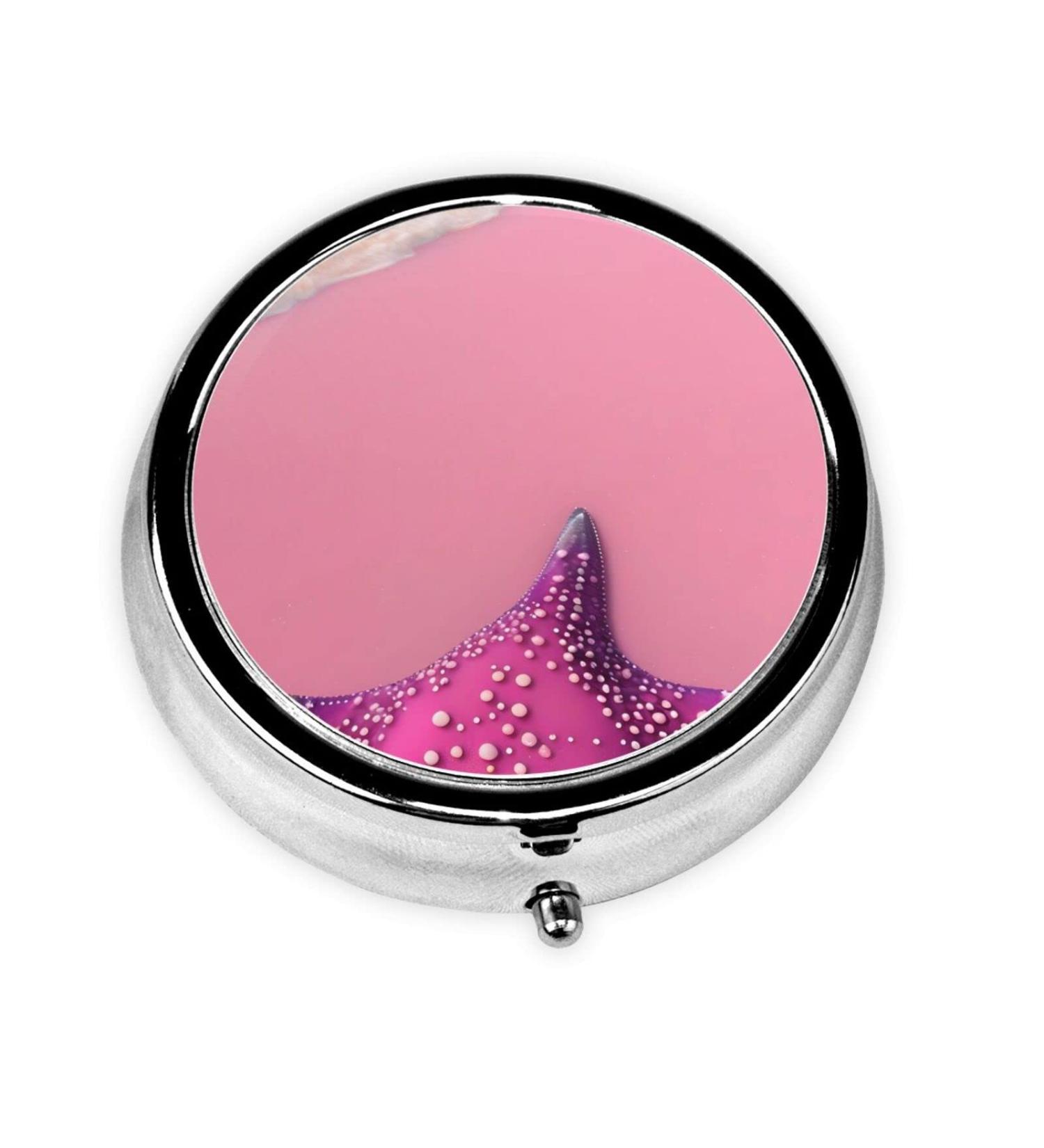 Pink Sand Beach Round Pill Box - 3 Compartment Travel Organizer | Portable Pill Case for Easy Travel - Buy Online on GoSupps.com