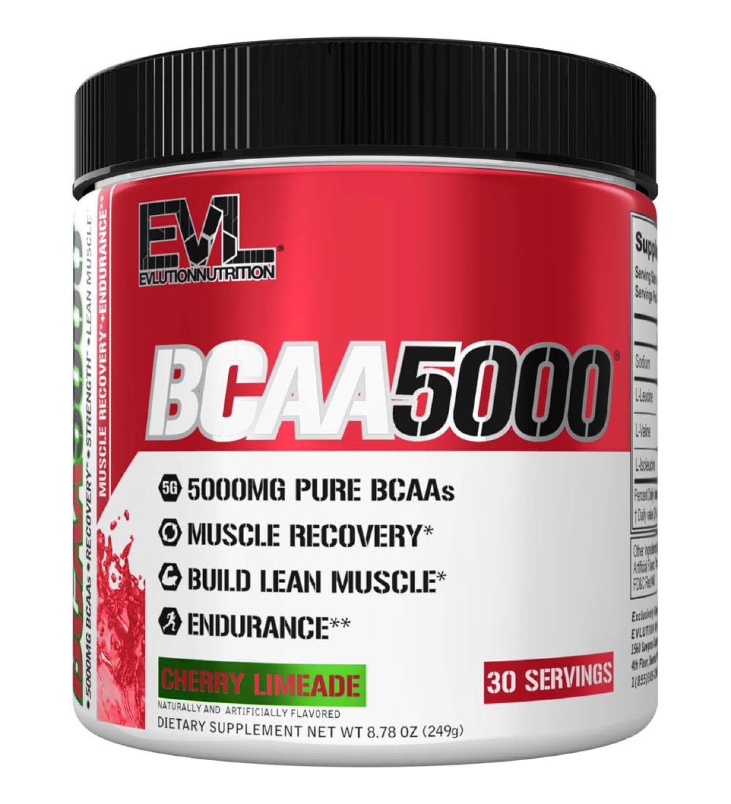 Evlution EVL BCAAs Amino Acids Powder - BCAA Powder Post Workout Recovery Drink and Stim Free Pre Workout Energy - 5g Branched Chain Amino Acids Supplement for Men - Cherry Limeade 30 Servings Cherry Limeade - Buy Online on GoSupps.com