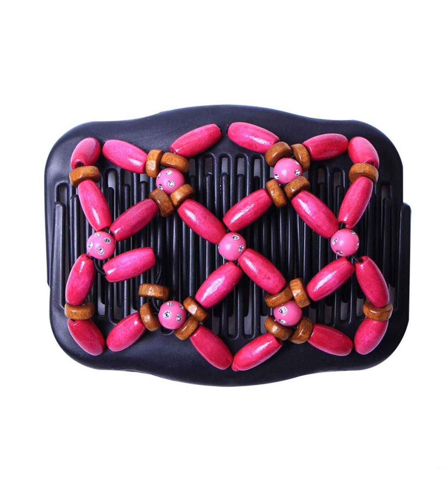 PULABO Magic Hair Comb Beaded Floral Women/Ladies Double Hair Comb Clip Stretchy Women Hair Accessories Comfortable and Eco-friendly Convenient
