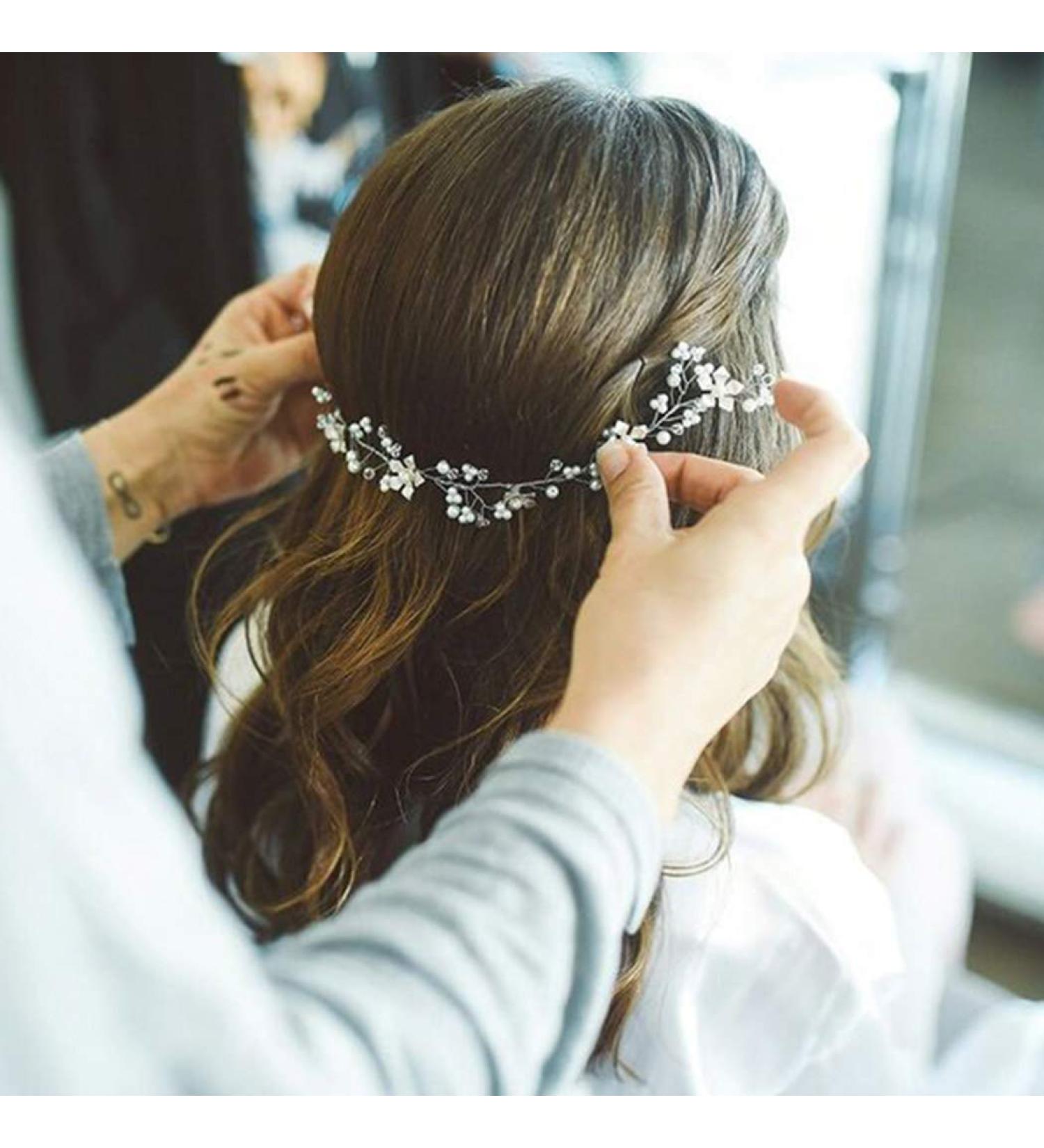 JAKAWIN Silver Bridal Flower Hair Vine Headpiece - Wedding Hair Accessory for Women - Buy Online on GoSupps.com