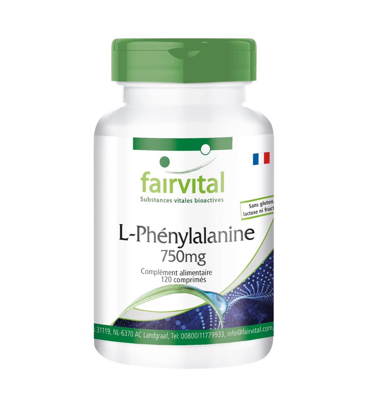 Fairvital | L-Phenylalanine 750mg - Box for 4 Months - VEGAN - Highly dosed - 120 Tablets - Essential animated acid - Buy Online on GoSupps.com