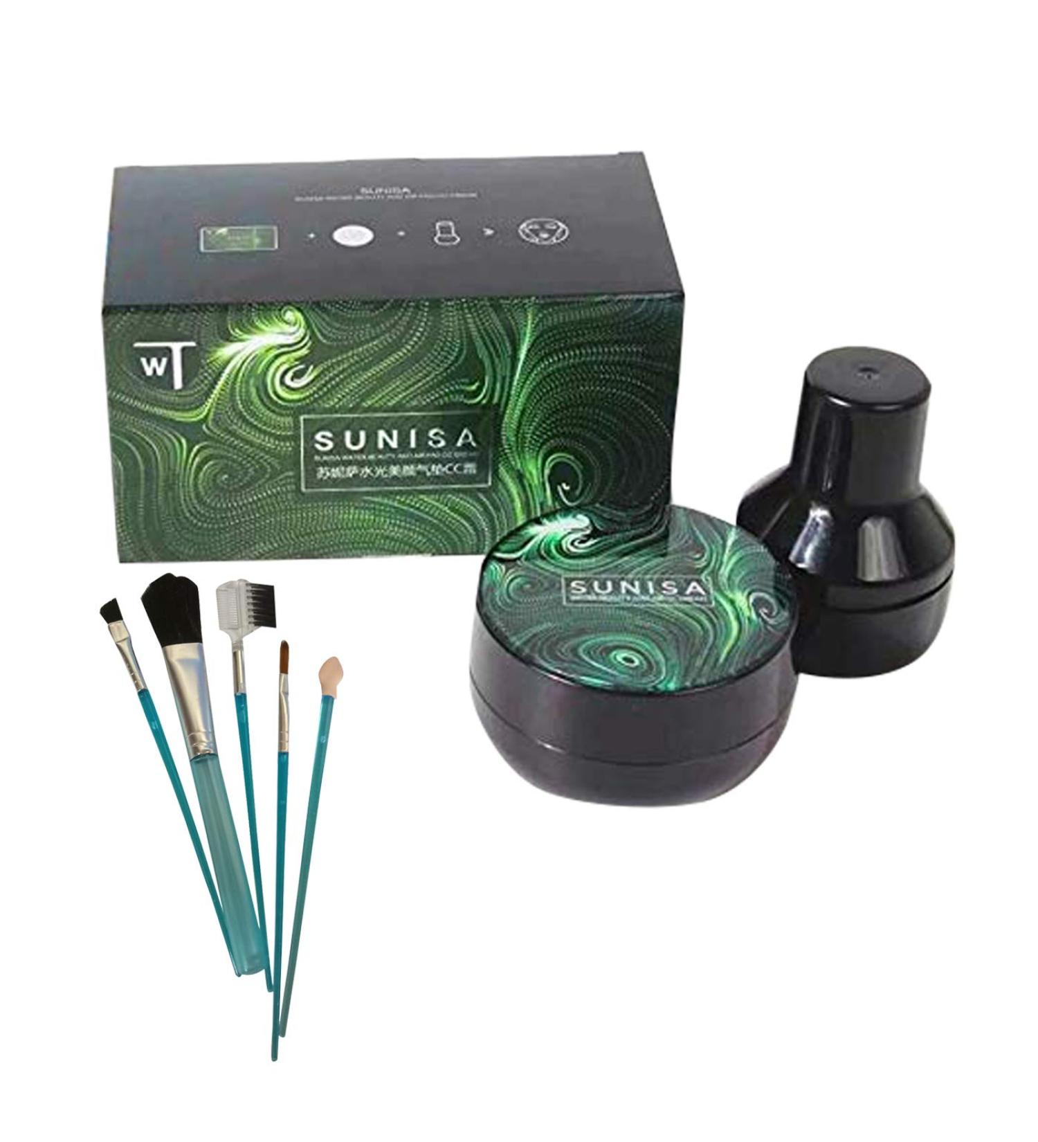 Buy Sunisa 3 in 1 Air Cushion CC & BB Cream Foundation | 5 Pieces Makeup Brush Set Combo - International Shipping Available - Buy Online on GoSupps.com