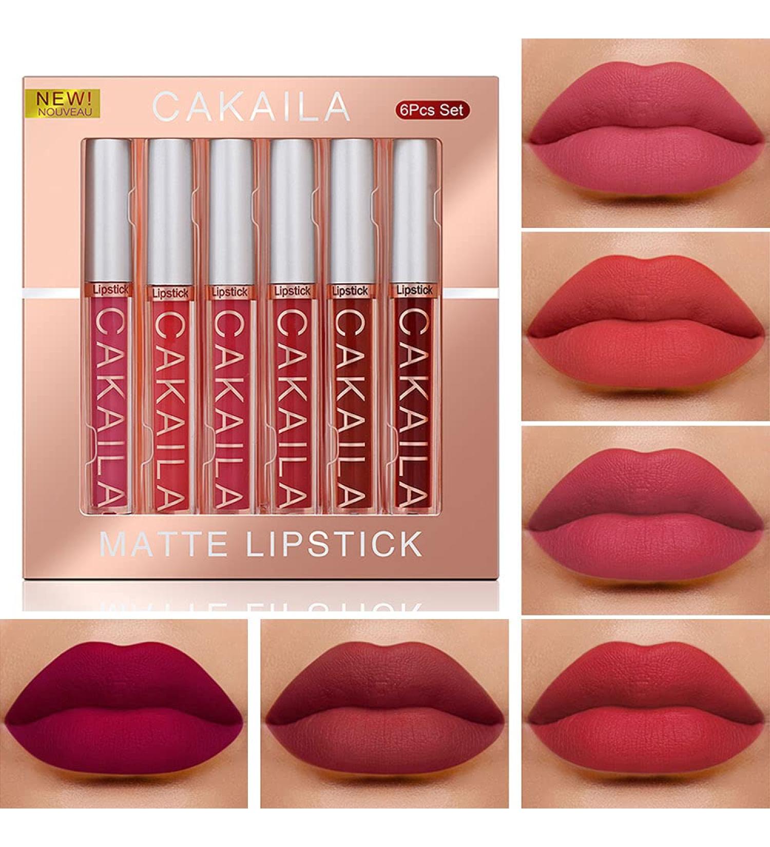 6Pcs Dark Red Matte Liquid Lipstick Set | 24-Hour Long-Lasting Waterproof Lip Stain Makeup | Velvety High Pigmented Nude Lip Gloss Kit for Women - Buy Online on GoSupps.com