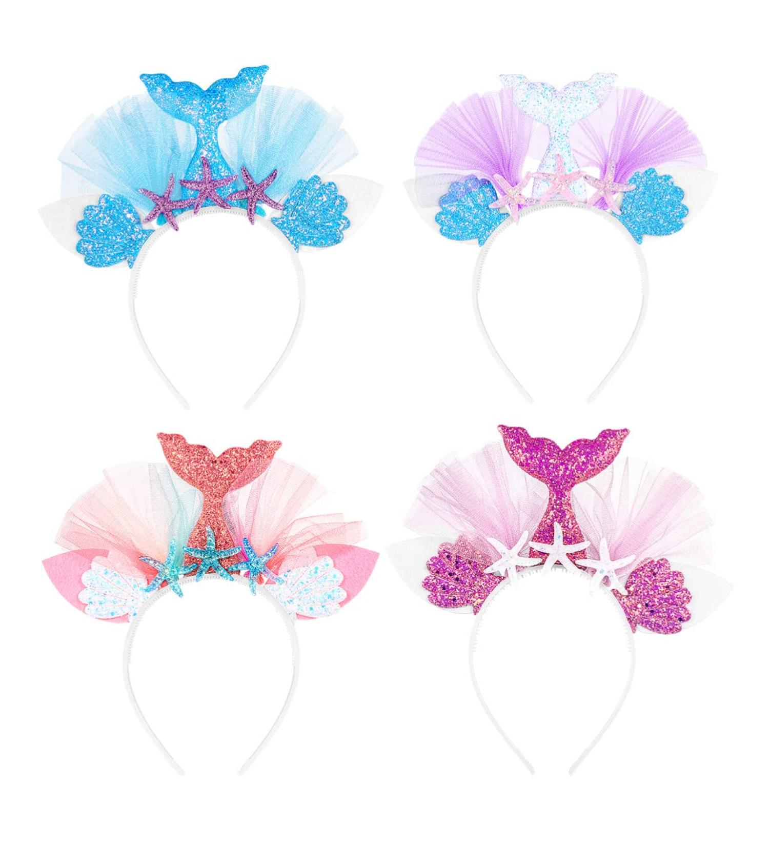Mermaid Headband with Sequins - Pack of 4 Birthday Party Hair Accessories | Cute Ears Design - Buy Online on GoSupps.com