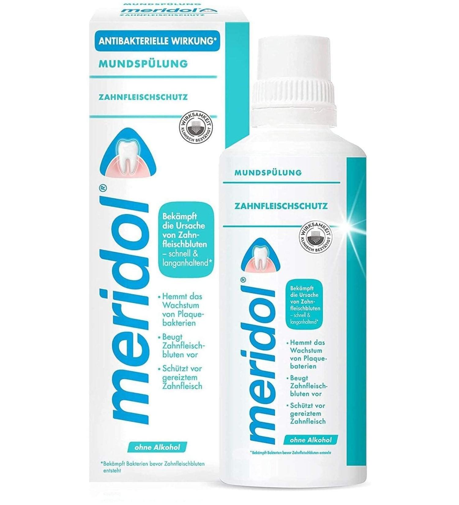 Meridol Alcohol-Free Mouthwash 400ml - Antibacterial for Healthy Teeth & Gums - Buy Online on GoSupps.com
