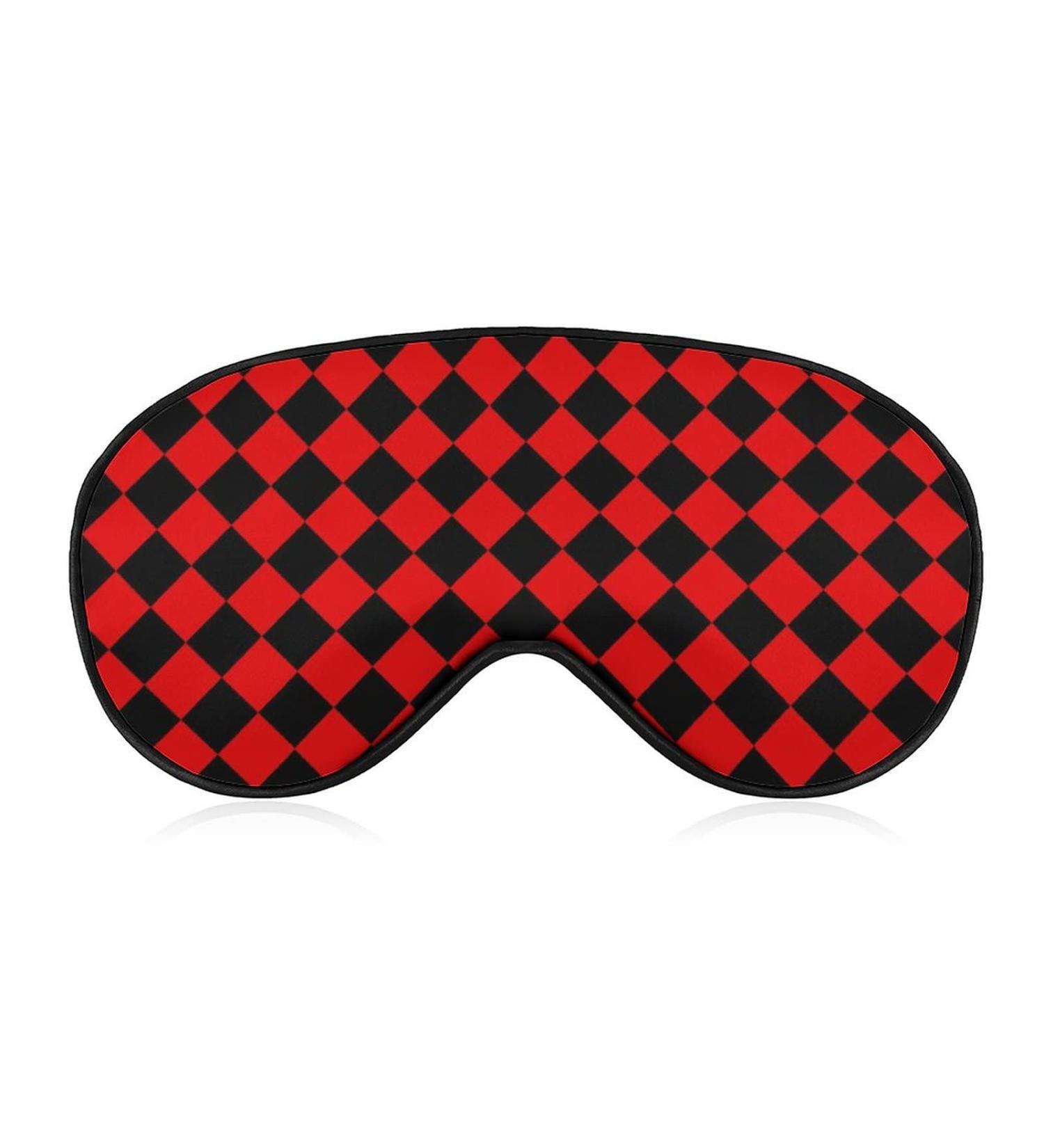 Red and Black Checkered Sleep Mask for Women | Adjustable Eye Shades & Elastic Strap International Shipping Available - Buy Online on GoSupps.com