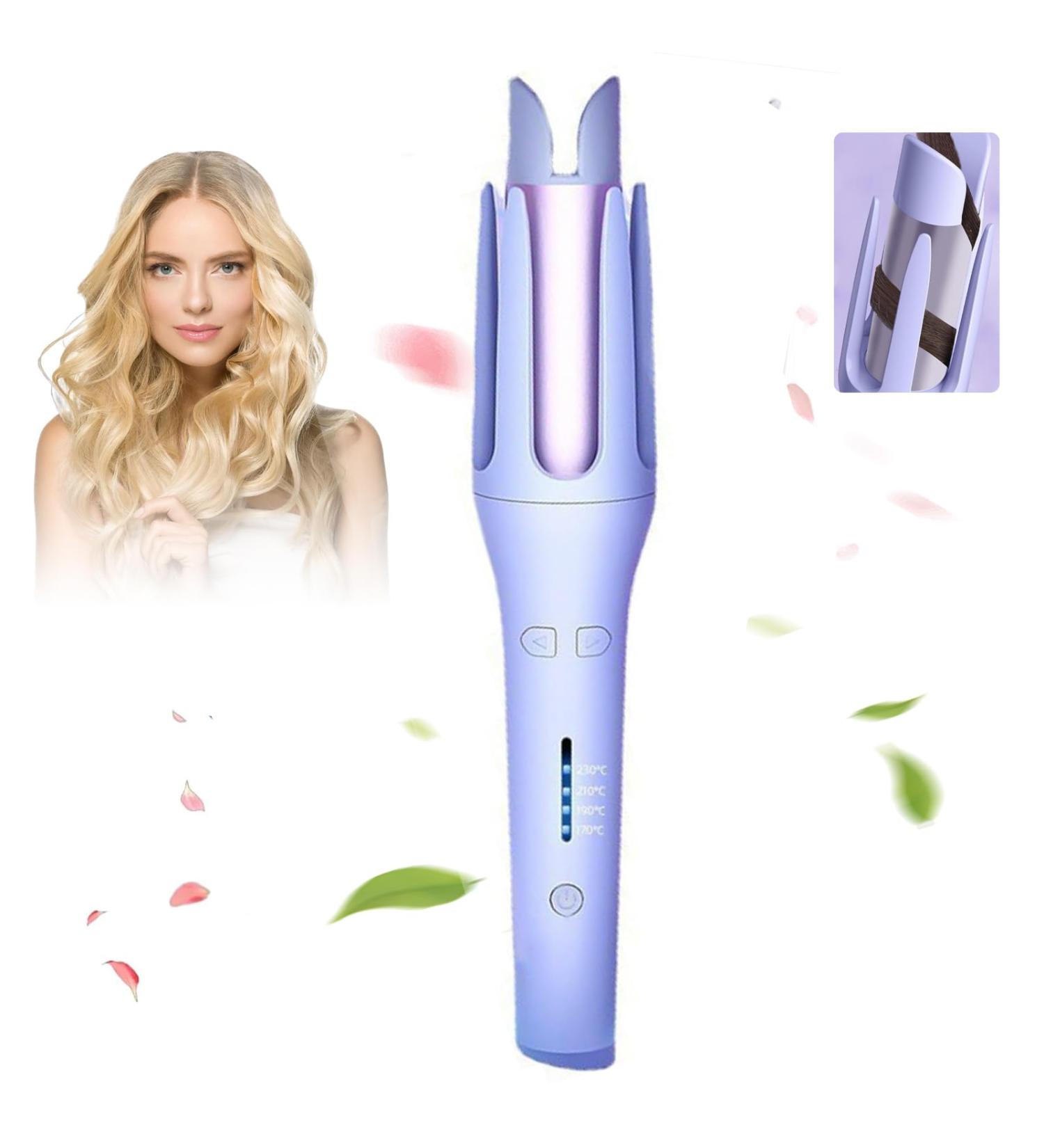 Automatic Curling Iron 1.25" - Professional Rotating Hair Curler for Effortless Waves & Beach Curls - Dual Voltage Fast Heating - Bluish Violet - Buy Online on GoSupps.com
