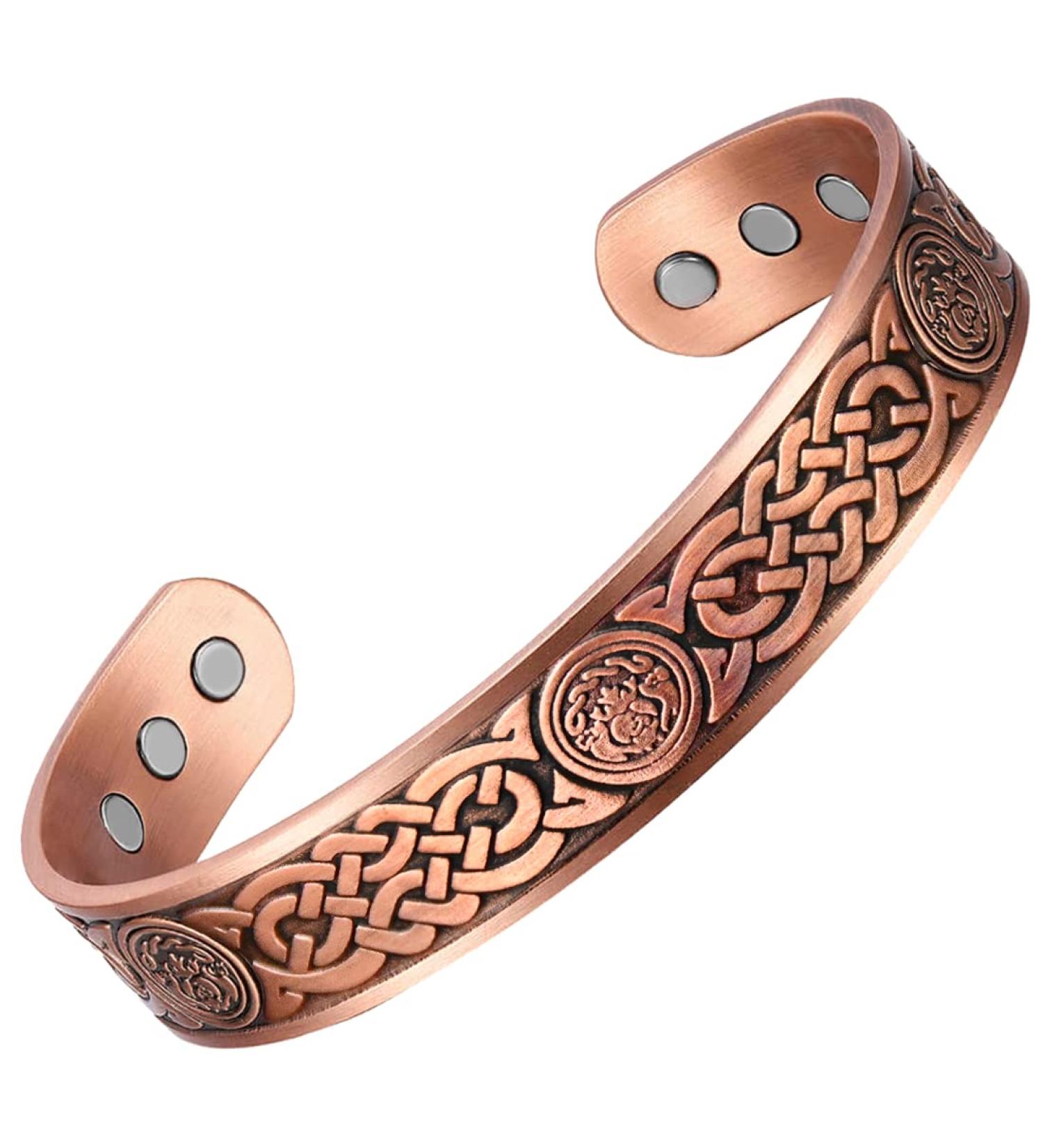 VicMAG Copper Magnet Hardship Bracelet for Men - Arthritis Pain Relief - Adjustable Pure Copper Cuff with Celtic Knot Gift Box - Buy Online on GoSupps.com