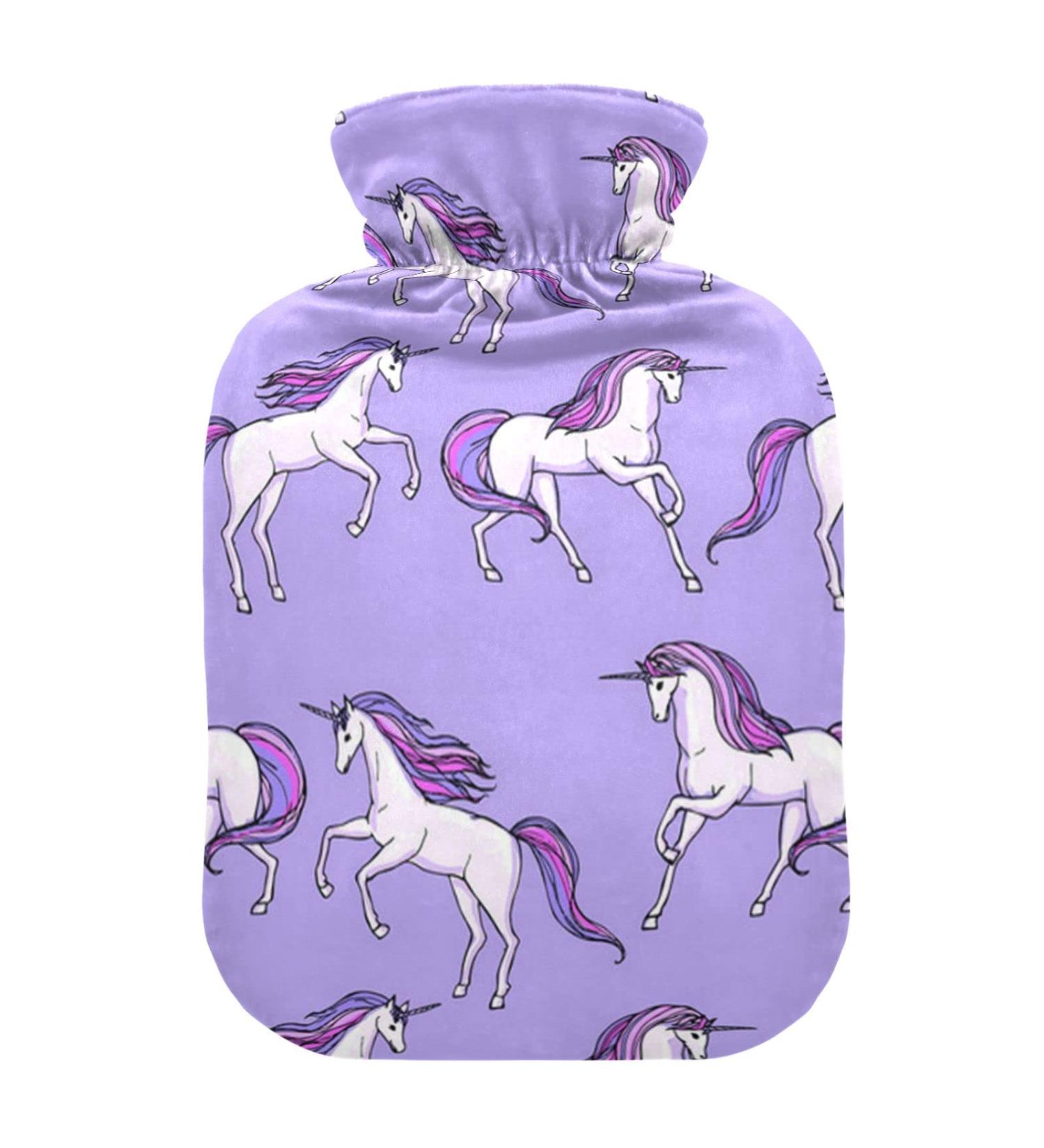Purple Unicorn Children's Hot Water Bottle with Soft Cover - Warm Winter Relief for Bed Hands Neck & Shoulders - 1L | International Shipping - Buy Online on GoSupps.com