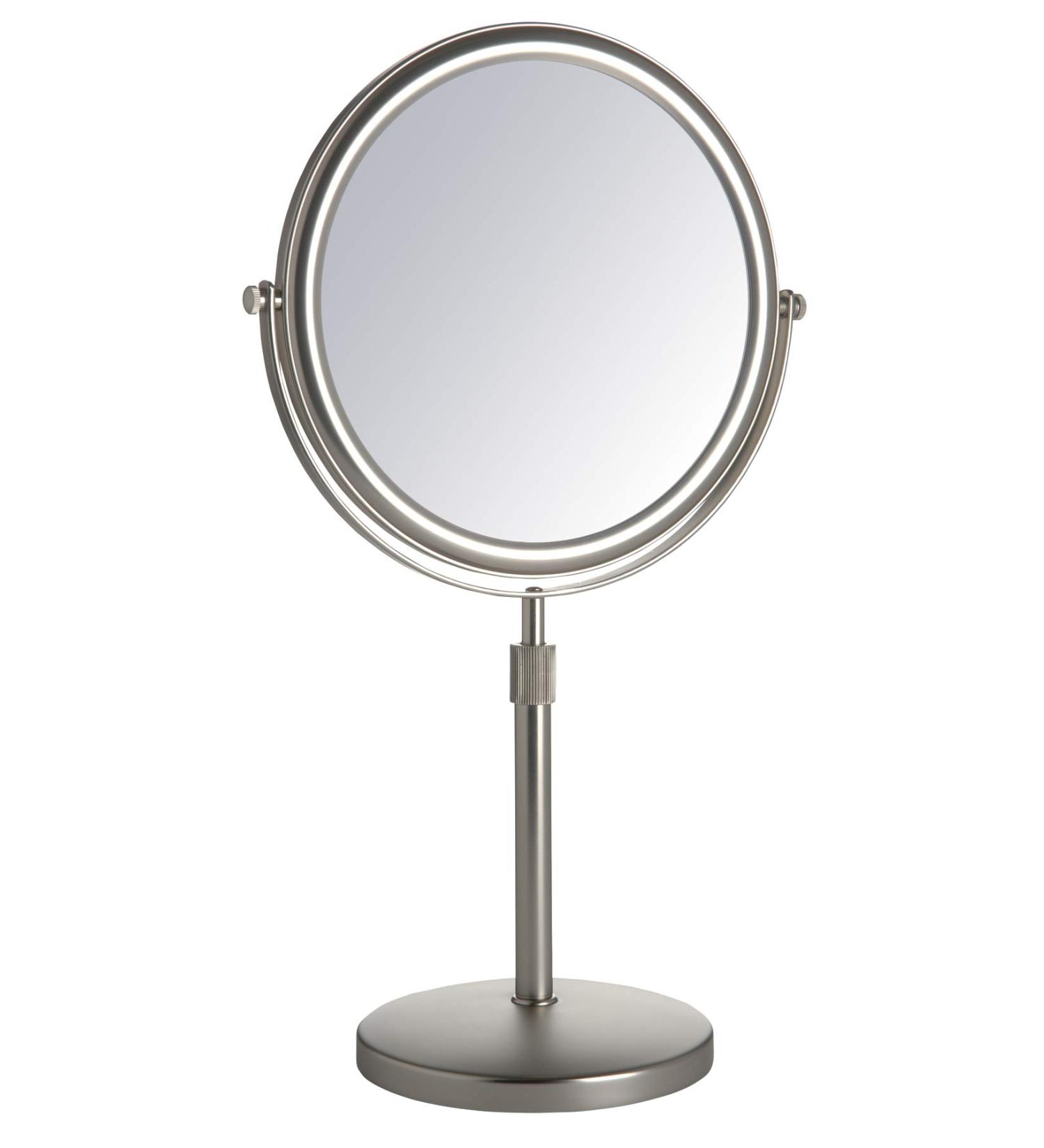 9-Inch Vanity Mirror with 5x Magnification  Nickel Finish  Telescopes From 16 to 21 High