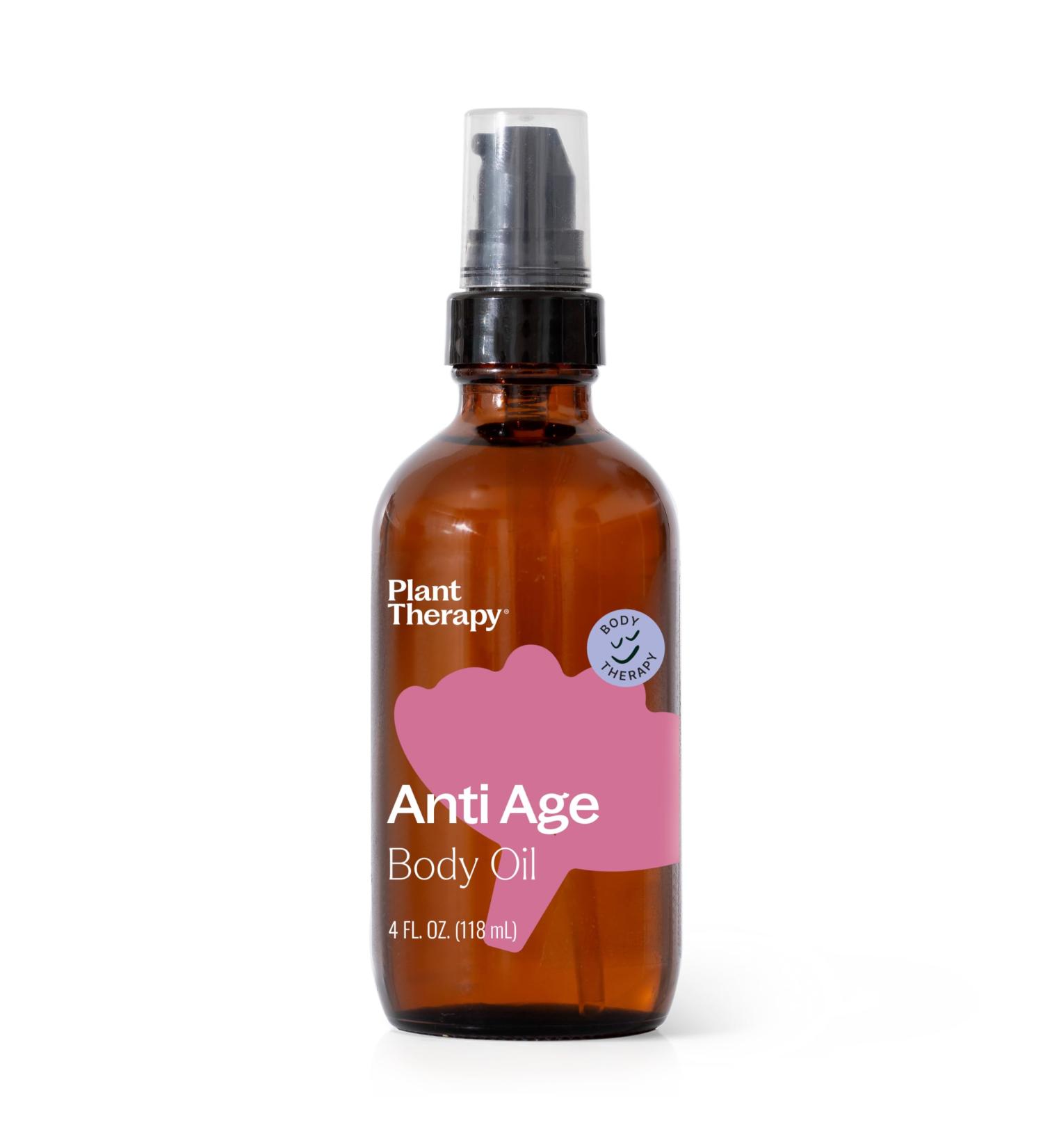 Plant Therapy Anti Age Body Oil - 4 oz | Locks in Moisture Reduces Fine Lines | Frankincense Sandalwood & Rose Oils - Buy Online on GoSupps.com