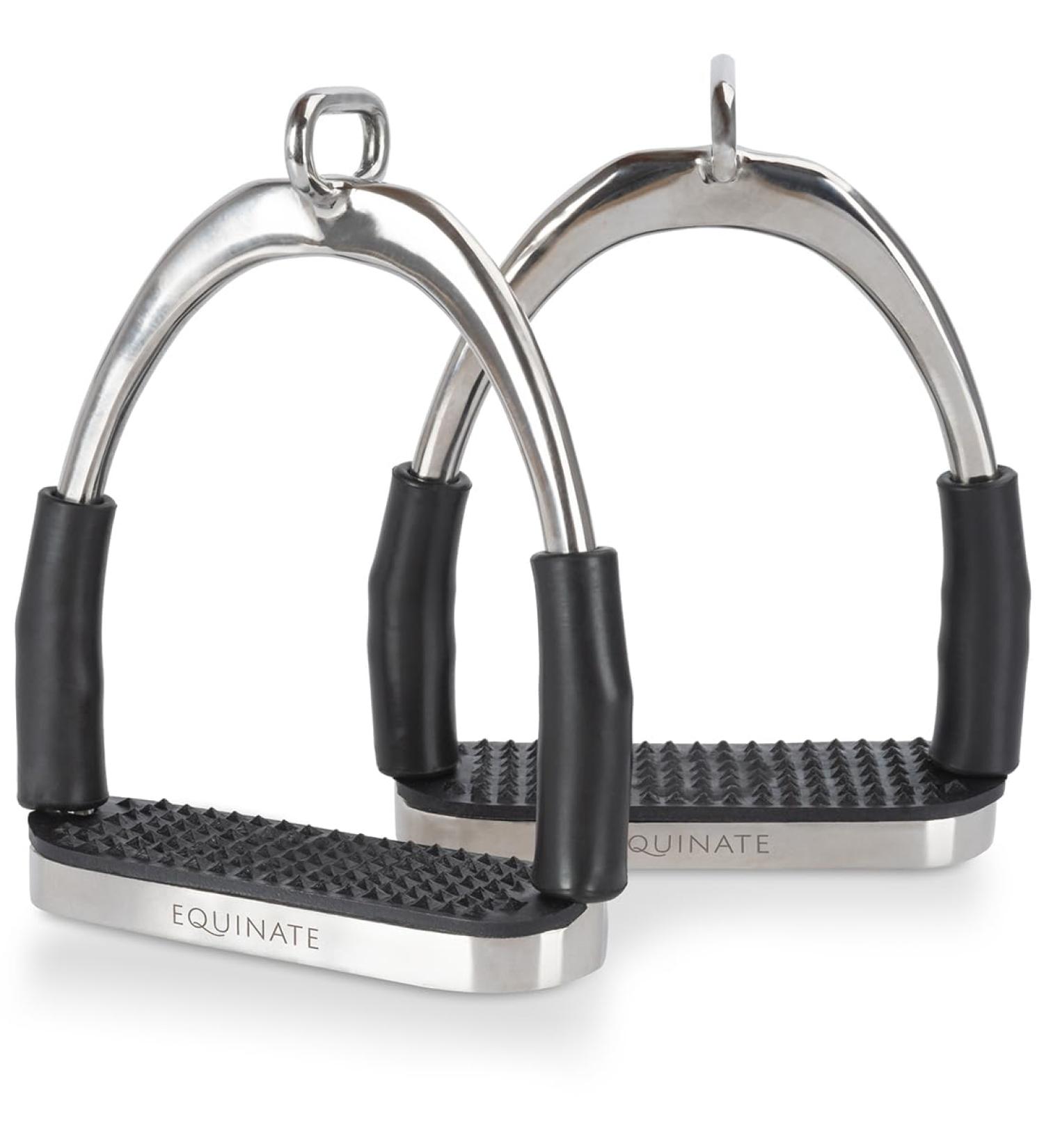 Equinate Safety Stainless Steel Bar 12cm - Rubber Anti-Slip Stirrup Set for Adults & Children - Relieves Ankles - 2 Pieces - Buy Online on GoSupps.com