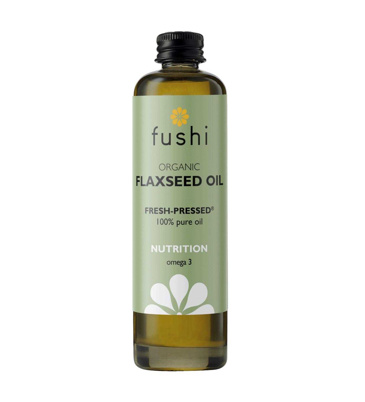 Fushi Organic Flax Seed Oil 100ml | Fresh & Cold Pressed | Rich in Omega 3 Essential Fatty Acids| Best for Inner Health Dry Skin | Made from English Grown Seeds | | Ethical & Vegan | Made in The UK