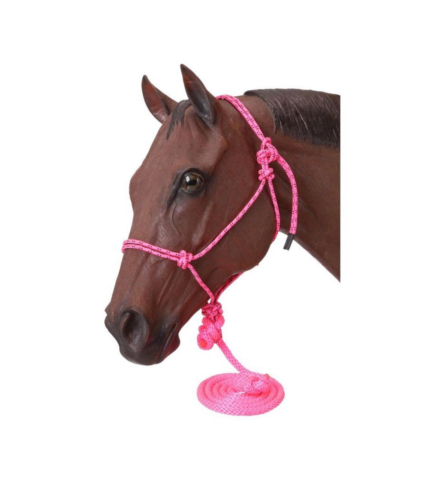 Tough 1 Poly Rope Tied Halter with Lead Pink