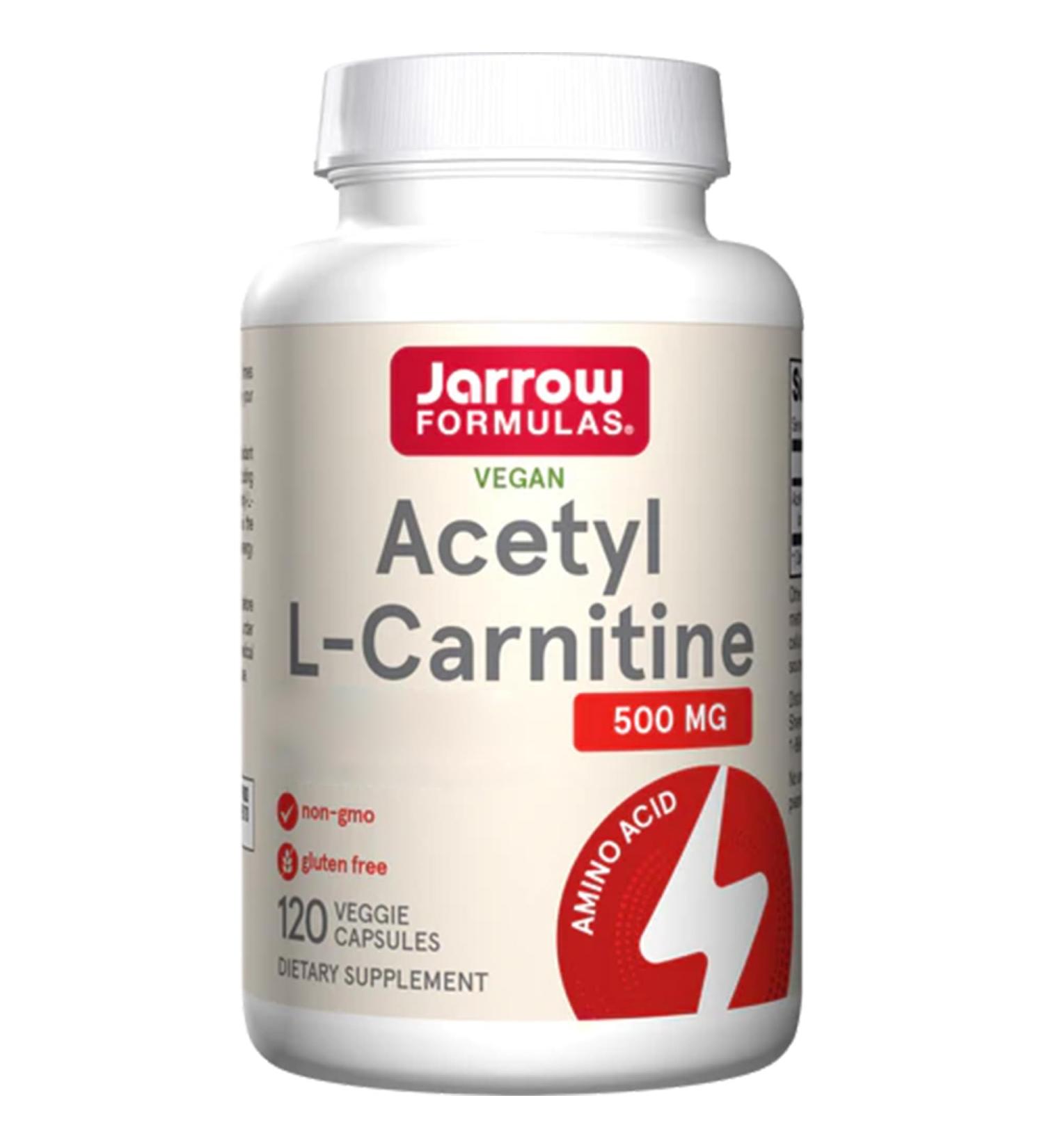 Jarrow Formulas Acetyl-L-Carnitine 500mg High Dosed 120 Vegan Capsules Gluten Free Vegetarian Soy-Free Non-GMO - Buy Online on GoSupps.com