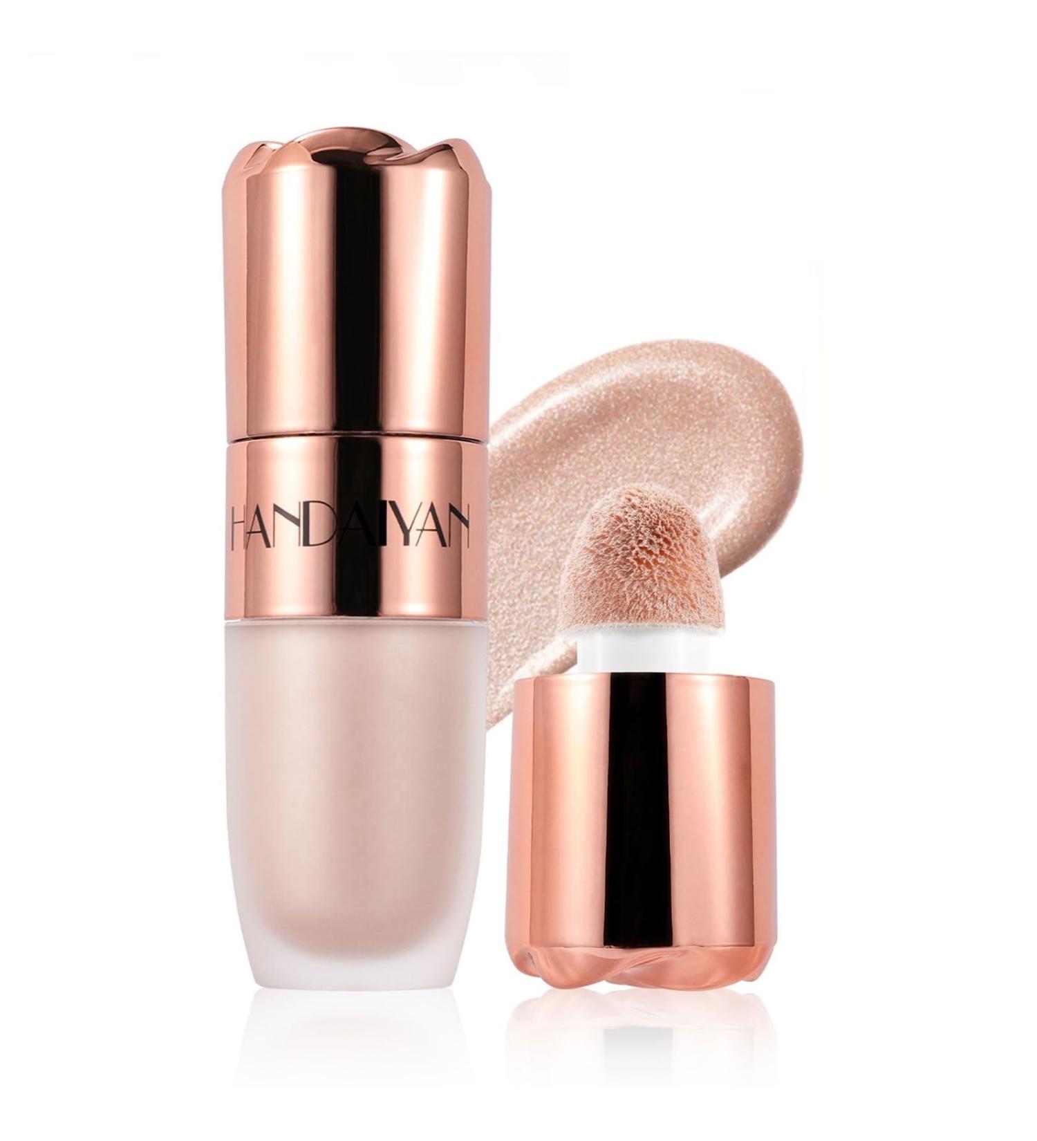  Beliky Girl Liquid highlighter and bronzer with a cushion applicator natural luminous lightweight blendable silky finish face illuminator #Tea Cake - Buy Online on GoSupps.com