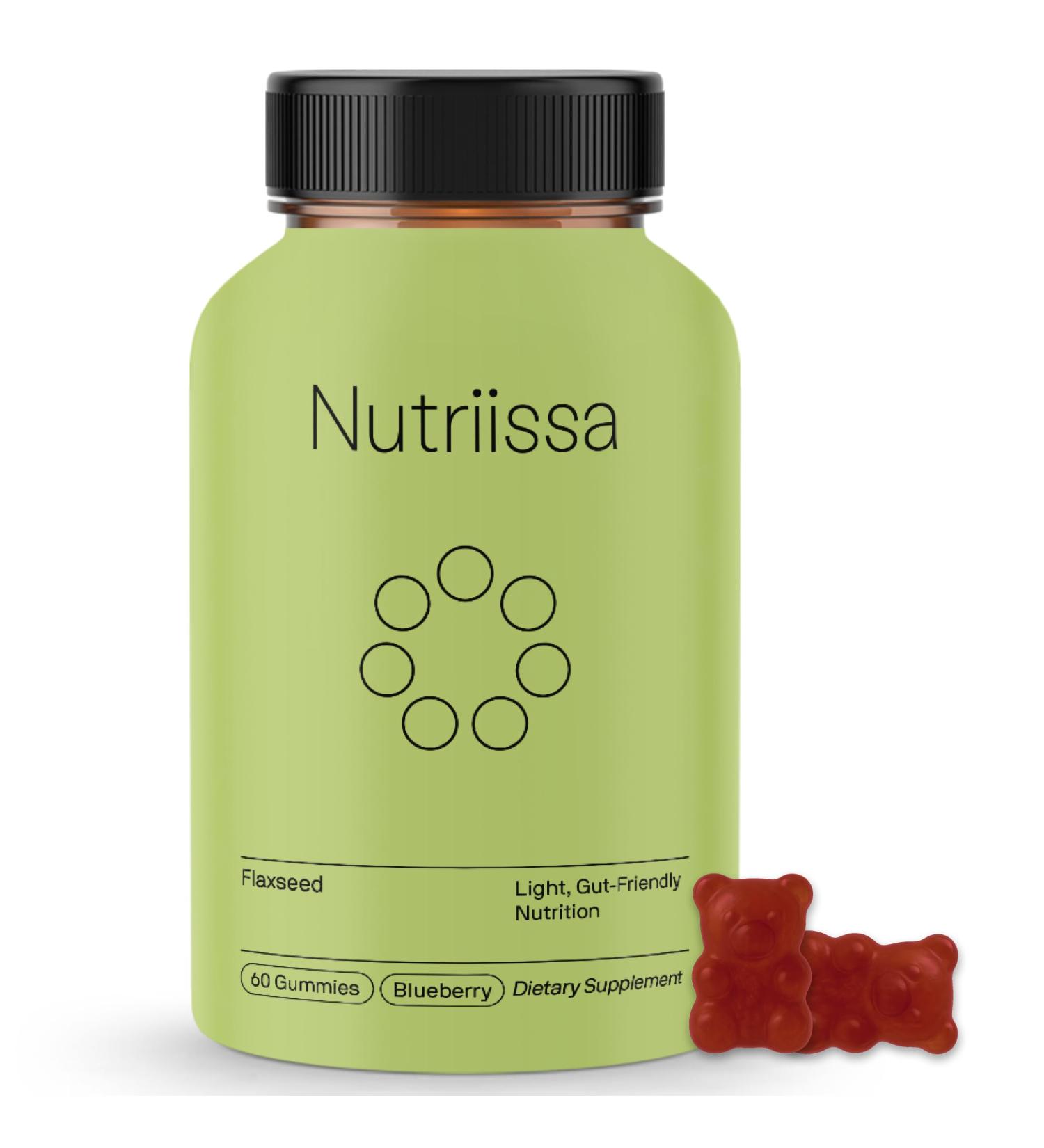 Nutriissa Flaxseed Gummies Digestive Health & Omega Support EPEB Certified for Purity & Potency 60 Blueberry Flavored Vegan Gummies - Buy Online on GoSupps.com