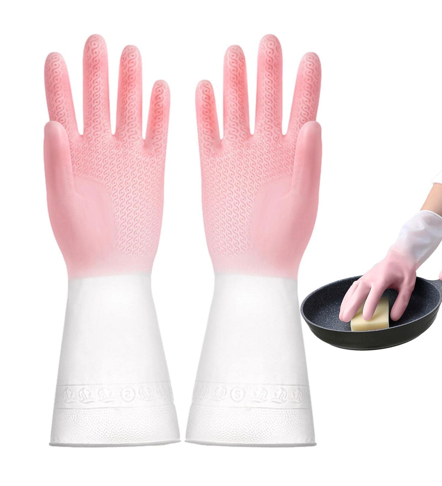 vzfit Rubber Cleaning Gloves | Kitchen Cleaning Gloves | Waterproof Dishwashing Cleaning Gloves for Kitchen Dishes Gardening - Buy Online on GoSupps.com