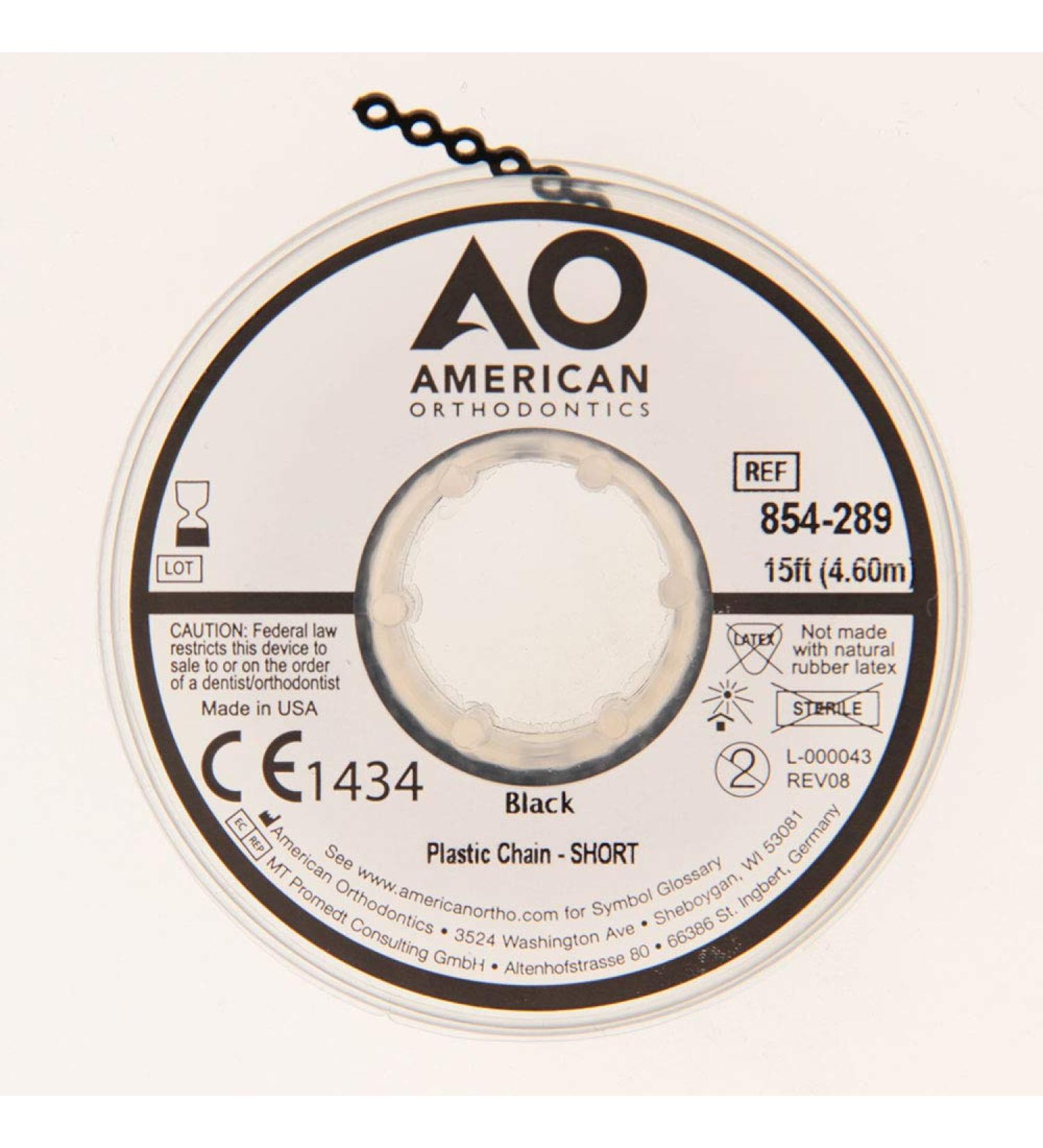 American Orthodontics Plastic Chain 15 ft | Short Black Non-Latex | Medical Grade USA Made | Hypo-Allergenic & Stain Resistant - Buy Online on GoSupps.com
