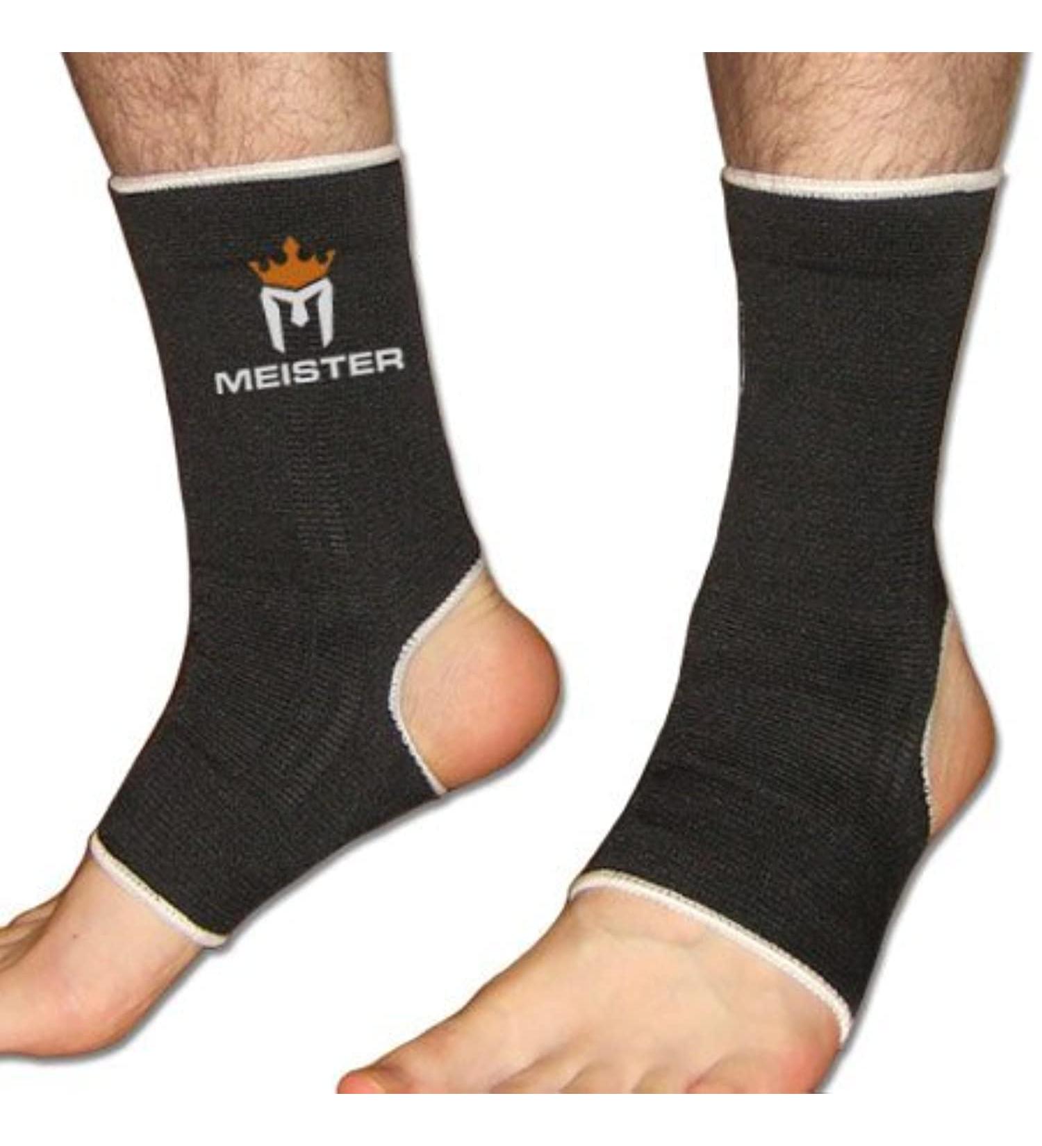 Meister Muay Thai MMA Ankle Support Wraps (Pair) YOUTH Black