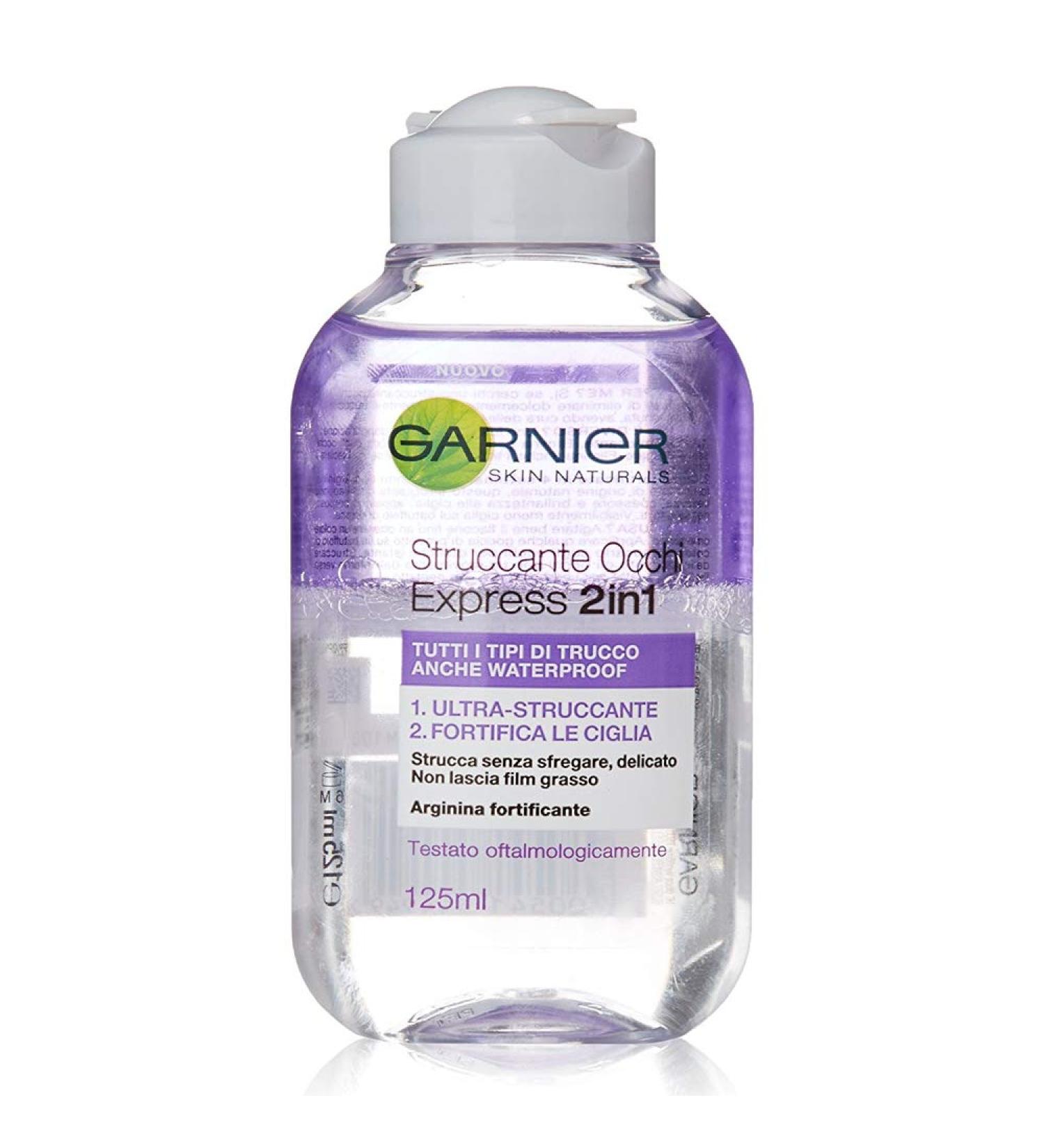 Garnier eyes make -up remover 2in1 waterproof maintains the eyelashes with arginine removes waterfests make -up skin natural 6 x 125 ml