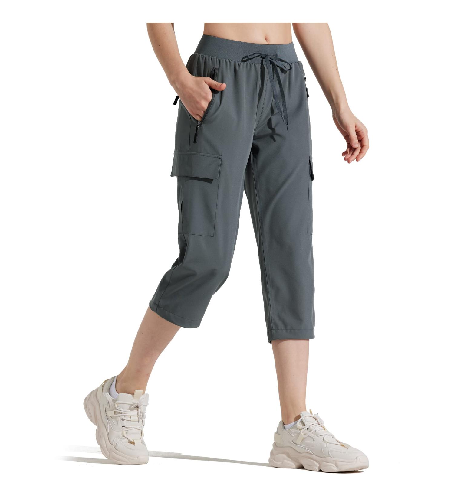 MAROAUT Women's Lightweight Cargo Jogger Capris - Quick Dry Athletic Pants for Outdoor Travel - Grey, Size Large - Buy Online on GoSupps.com