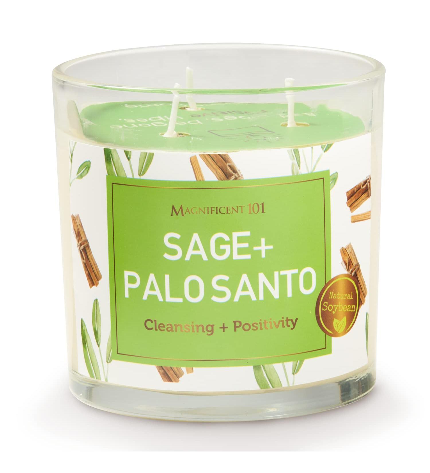 Sage & Palo Santo Energy Cleansing Candle - 14-oz. Glass Holder | 100% Natural Soy Wax & Essential Oils | Smudging, Aromatherapy, Meditation | Housewarming Gift - Buy Online on GoSupps.com