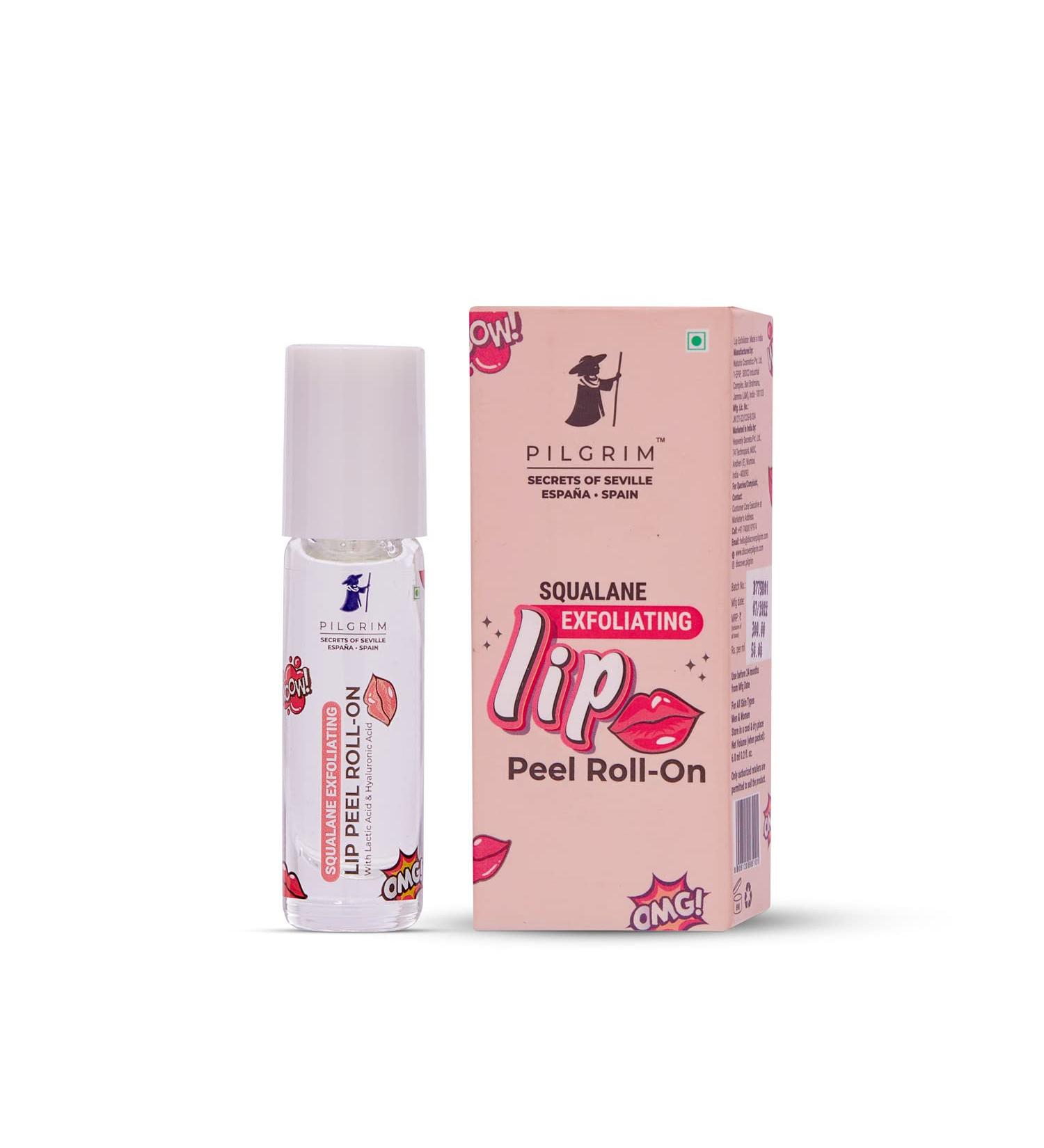 Pilgrim Squalane Lip Peel Roll-on | Exfoliating & Hydrating Lip Treatment for Soft Glossy Lips | Lactic & Hyaluronic Acid | 6 ml | Ideal for Women & Men - Buy Online on GoSupps.com