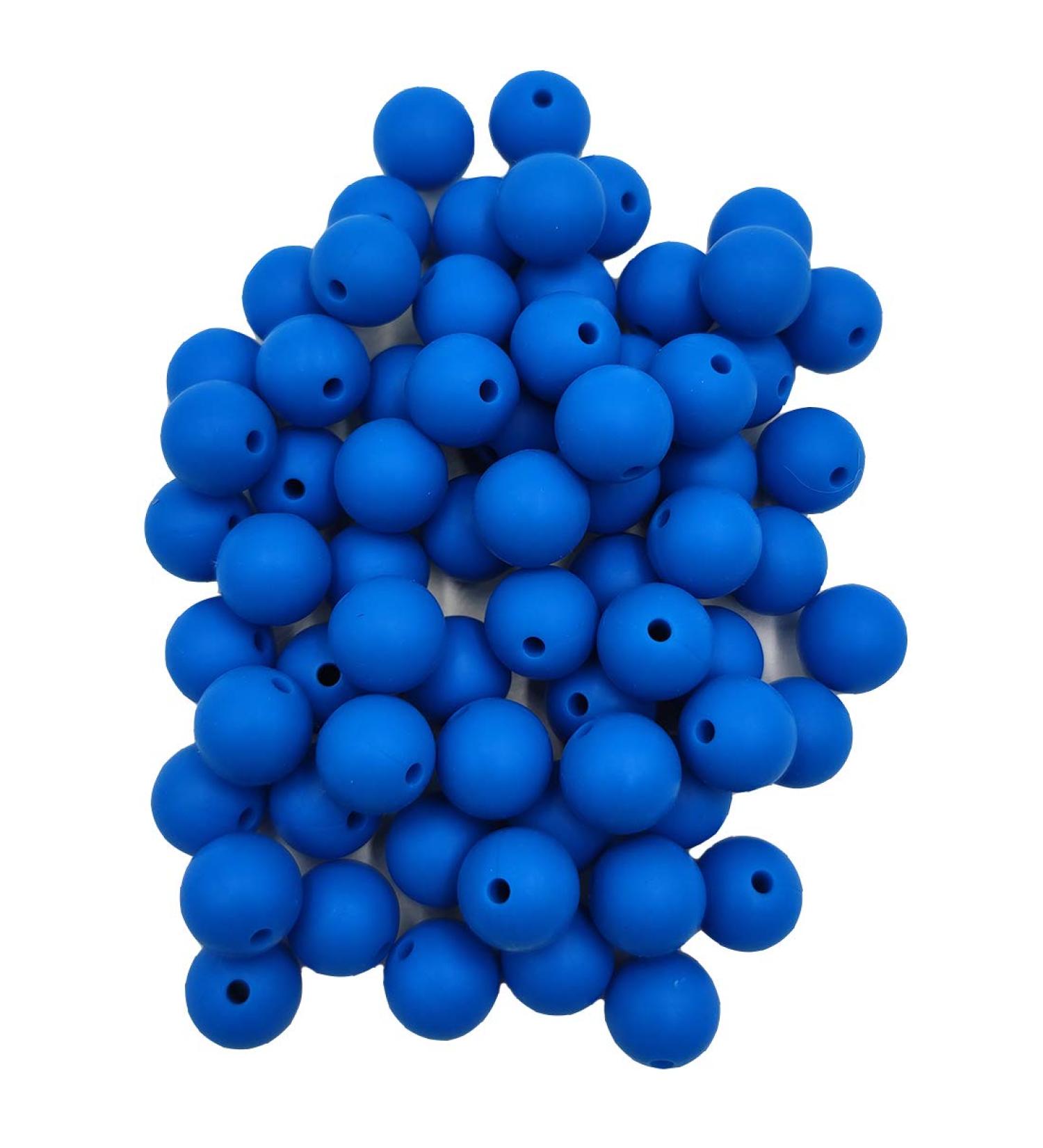50pcs Deep Sky Blue 15mm Silicone Round Beads - Sensory Pearl Bead Bulk for DIY Jewelry Making - Buy Online on GoSupps.com
