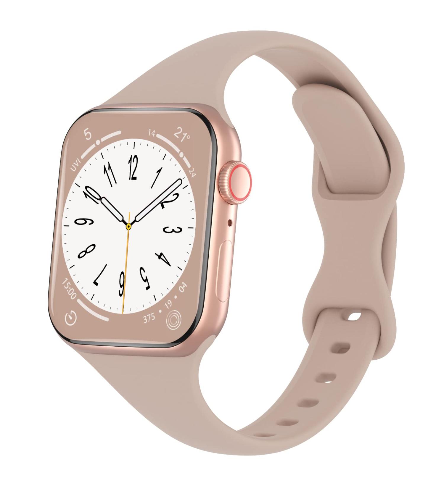 DYKEISS Sport Slim Silicone Band Compatible for Apple Watch Band 38mm 42mm 40mm 44mm 41mm 45mm 49mm  Thin Soft Narrow Replacement Strap Wristband for iWatch Ultra Series 8/7/SE/6/5/4/3/2/1 Women Men Milk Tea 38/40/41mm - Buy Online on GoSupps.com