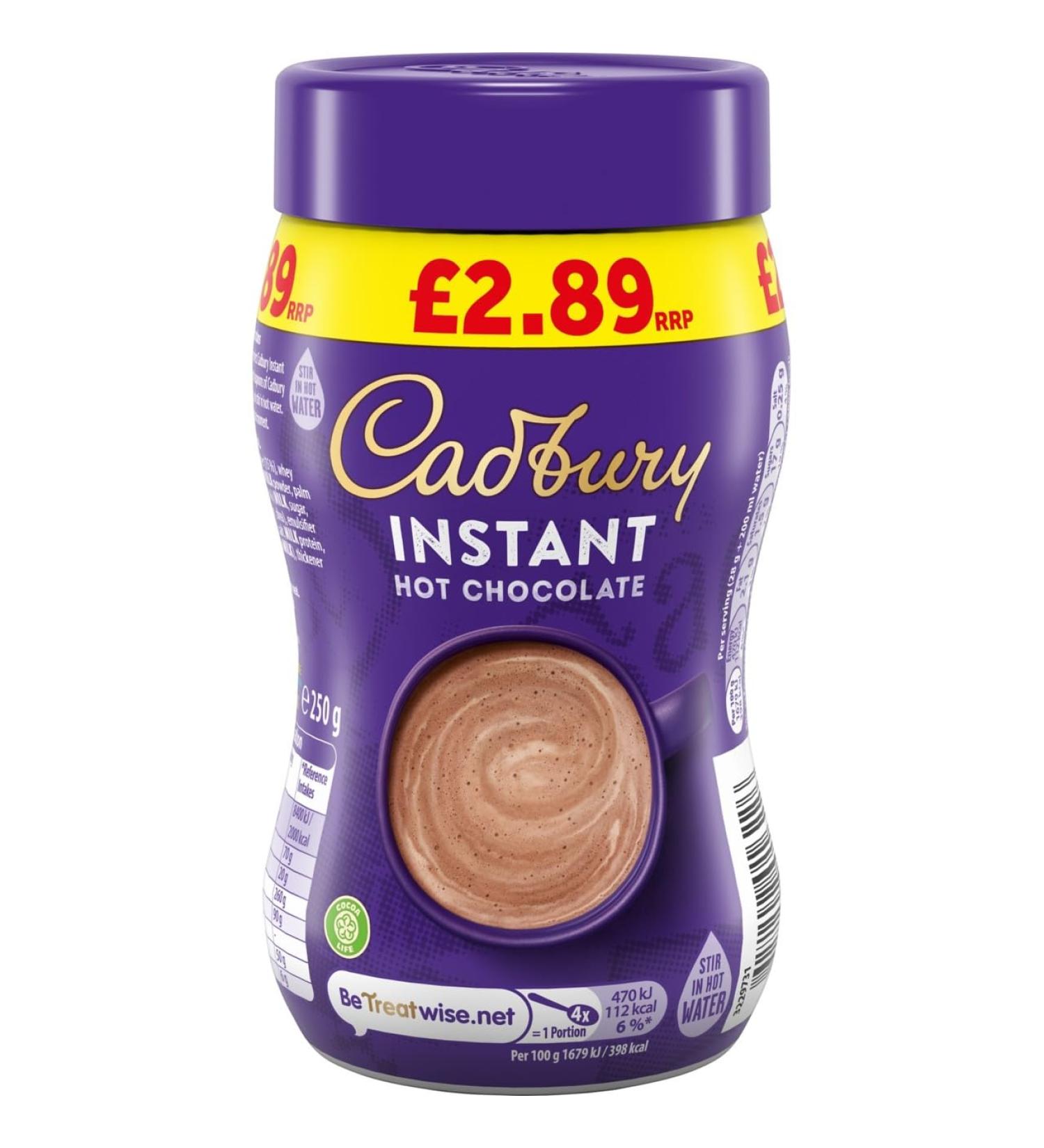 Cadbury Instant Hot Chocolate Cocoa Powder 250g - Buy Online on GoSupps.com