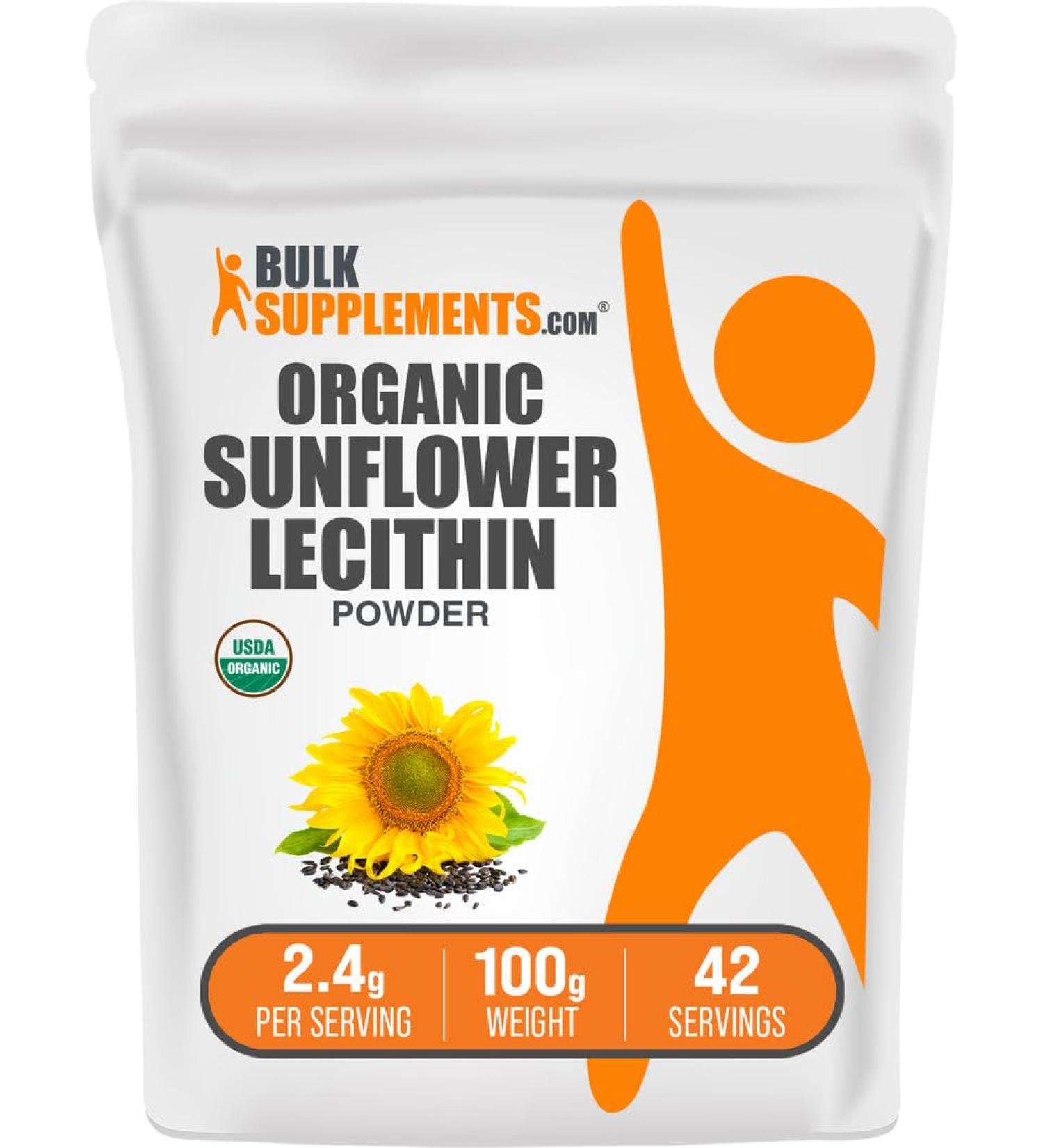 BulkSupplements.com Organic Sunflower Lecithin Powder - Sunflower Lecithin Supplement Nutritional Supplement Food Grade - Vegan & Gluten Free 2.4g per Serving 100g (3.5 oz) (Pack of 1) 3.53 Ounce (Pack of 1) - Buy Online on GoSupps.com