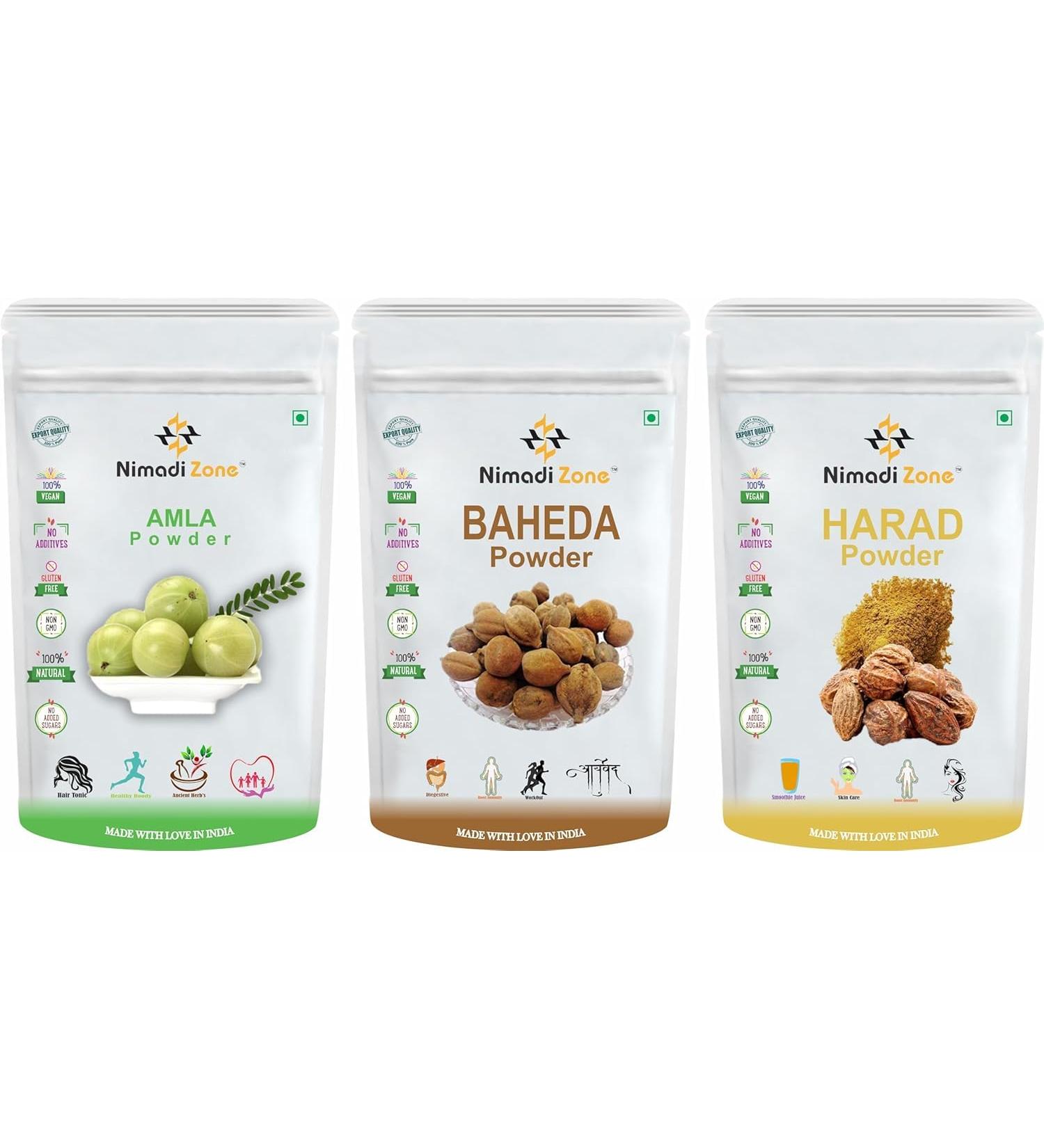 YANG Amla Powder Baheda Powder & Harad Powder | Super Saver Immunity Booster Combo Pack (100 GM Each) 300 GM (3 Pack)