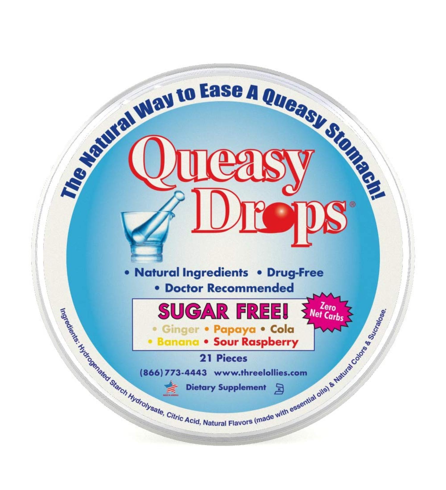 Queasy Drops Sugar Free - Nausea Relief (Chemo, Motion Sickness, Hangover) | 21 Drug-Free Drops | 5 Flavors - Buy Online on GoSupps.com
