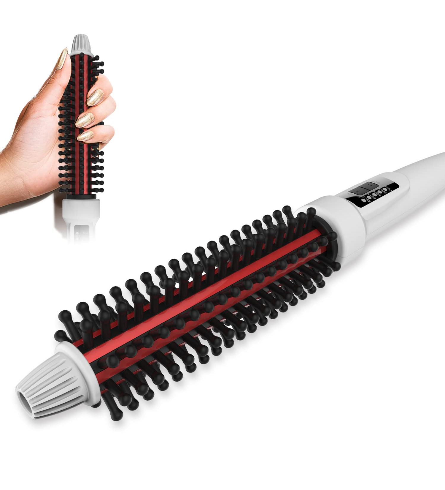 GLAMGLIDER 1.25 Inch Ceramic Tourmaline Ionic Curling Iron Brush - Professional Hot Styling Brush with Instant Heat, Anti-Scald Technology, and Dual Voltage - 4 Heat Settings for Travel - Buy Online on GoSupps.com