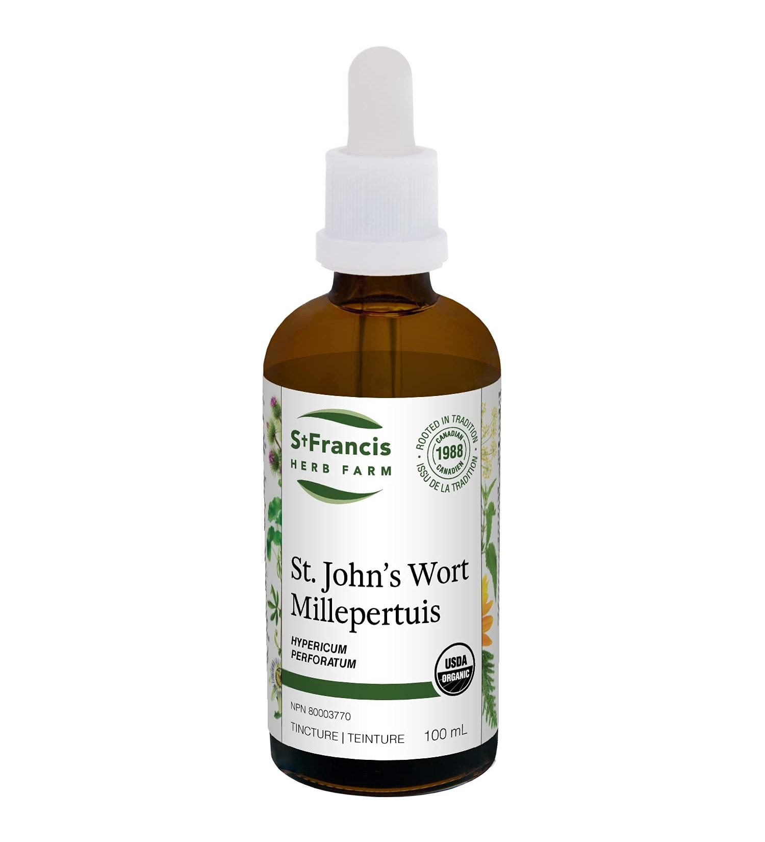 St. Francis Herb Farm St. John's Wort Herbal Tincture Liquid | Helps to Relieve Restlessness & Nervous | Traditional Herbal Sedative | Organic | Non-GMO | Lactose-Free | (100ml) - Buy Online on GoSupps.com