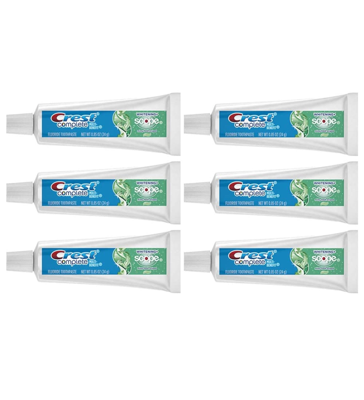 Crest Complete Whitening Scope Minty Toothpaste - Travel Size 0.85 oz (24g) - Pack of 6 - International Shipping Available - Buy Online on GoSupps.com