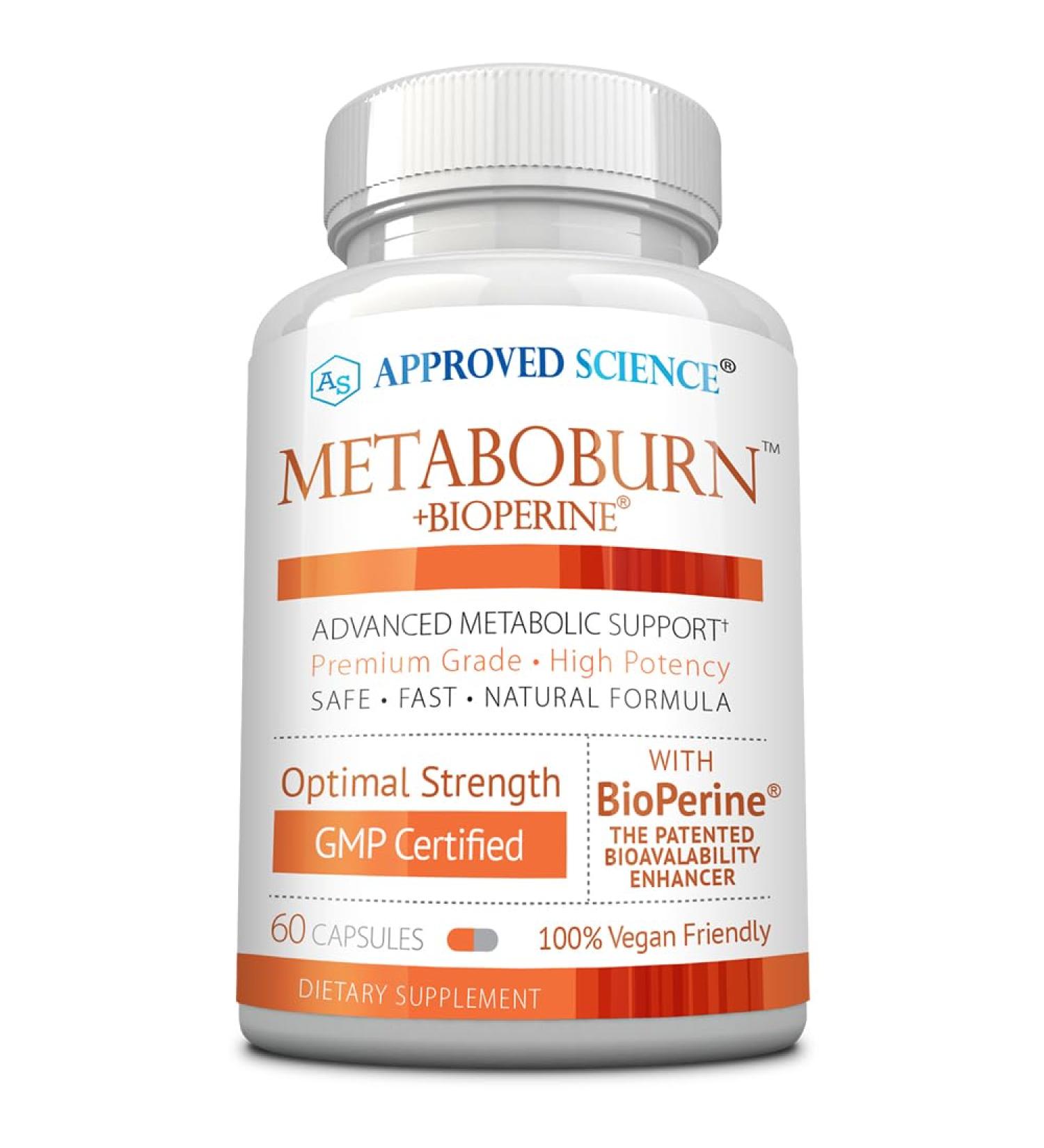 Approved Science MetaboBurn - Metabolic Support - Green Tea and BioPerine - 60 Vegan Capsules - High-Potency Extract - 50% EGCG - Non-GMO, Soy-Free, Allergen-Free - 60 Capsules (Pack of 1) 60 Count (Pack of 1) - Buy Online on GoSupps.com