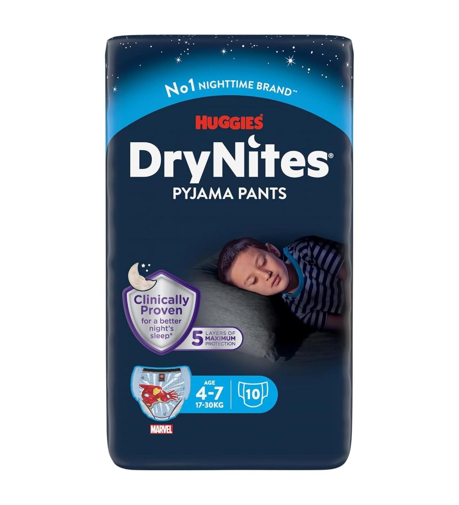 Huggies DryNites Boys Night Time Pants - Sizes 4-7 Years (30 Pants) - Ultimate Bedwetting Protection for Boys 4-7yrs - Buy Online on GoSupps.com