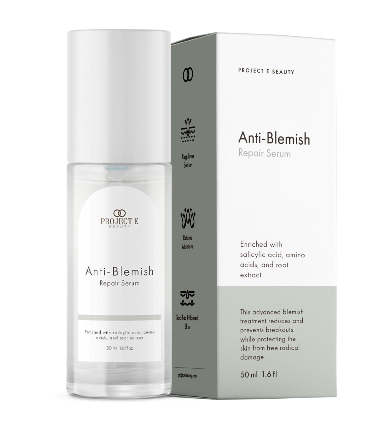 Anti-Blemish Repair Serum by Project E Beauty | Clear Skin Formula with Salicylic Acid | Reduces Pimples & Blemishes | Oily Skin Solution | Soothes Hydrates & Minimizes Pores | 50ml - Buy Online on GoSupps.com