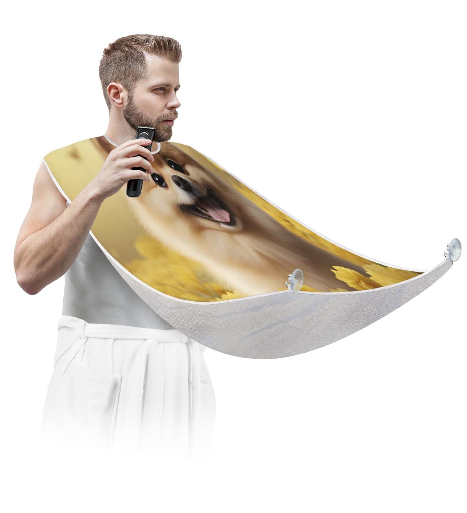 Dog Flower Butterfly Beard Bib Apron - Hair Catcher for Men Shaving | Perfect Gifts for Dad | Suction Cups Included - Buy Online on GoSupps.com