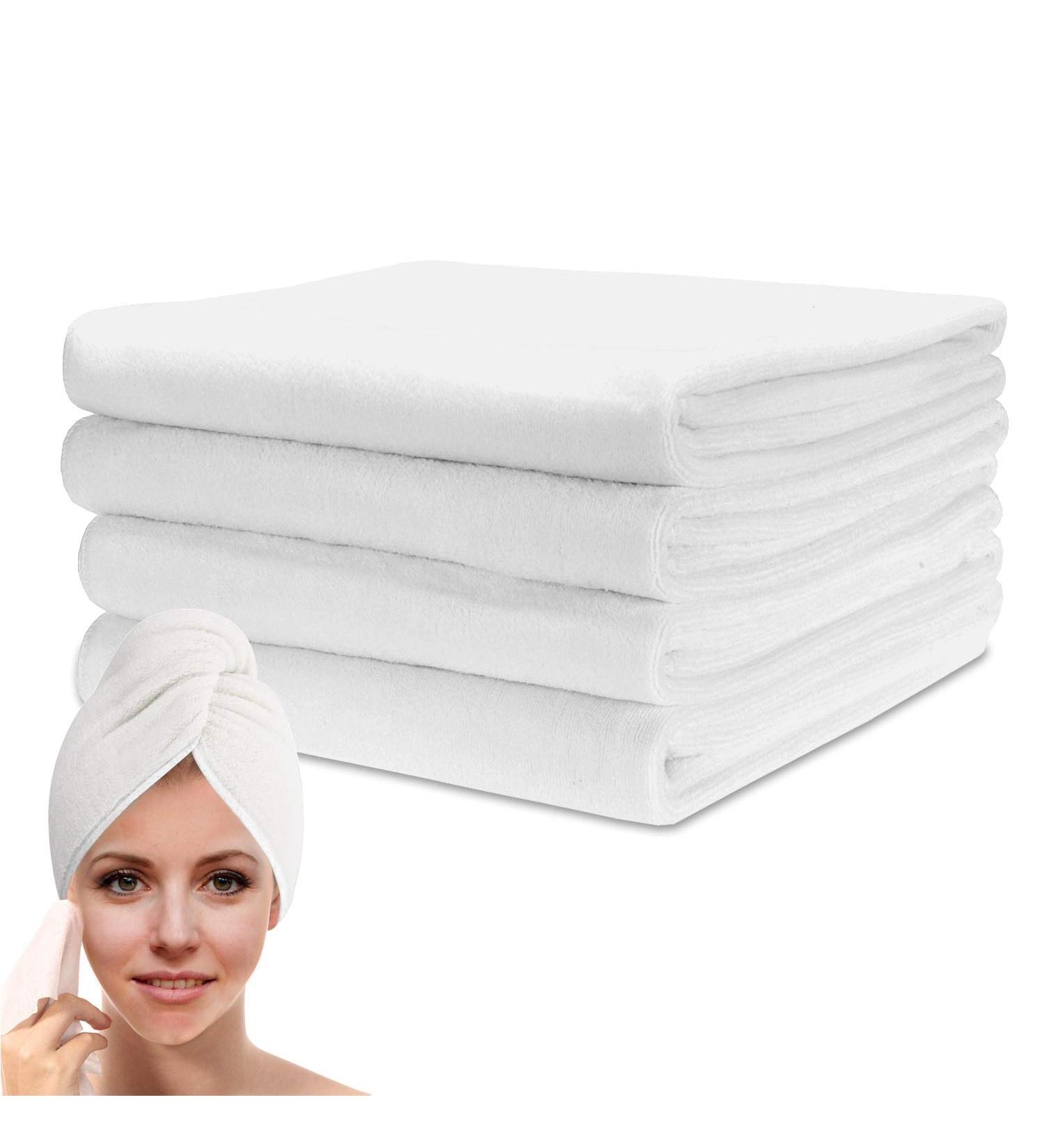 Bekith 4 Pack Microfiber Hair Towel Wrap for Women - Quick-Dry & Super Absorbent 20x40 Towels for Curly, Long, and Thick Hair - White - Buy Online on GoSupps.com