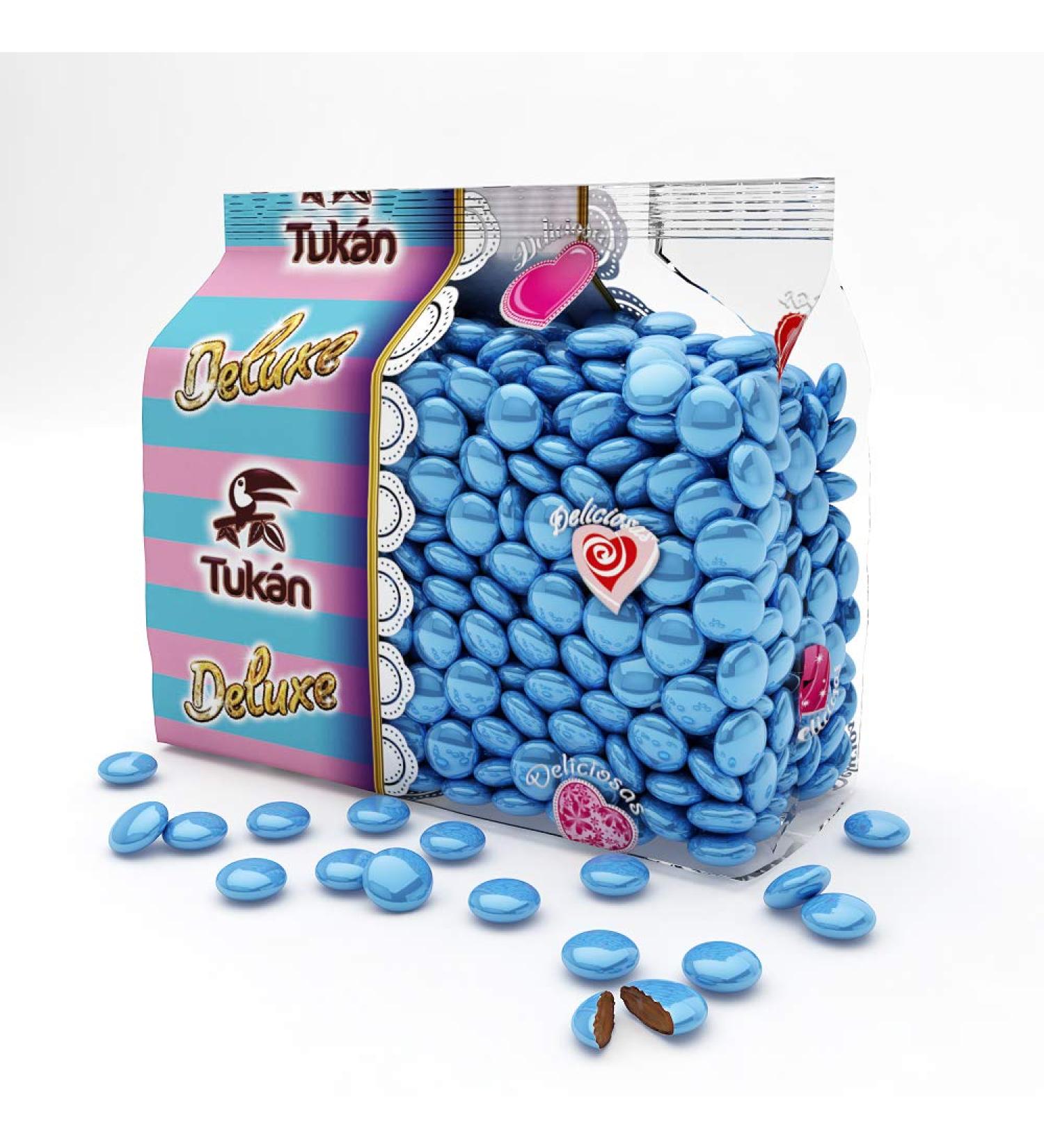 TUINKYS BLUE DELUXE (chocolate lentils covered with colored sugar) 450 g. Tukan Chocolates