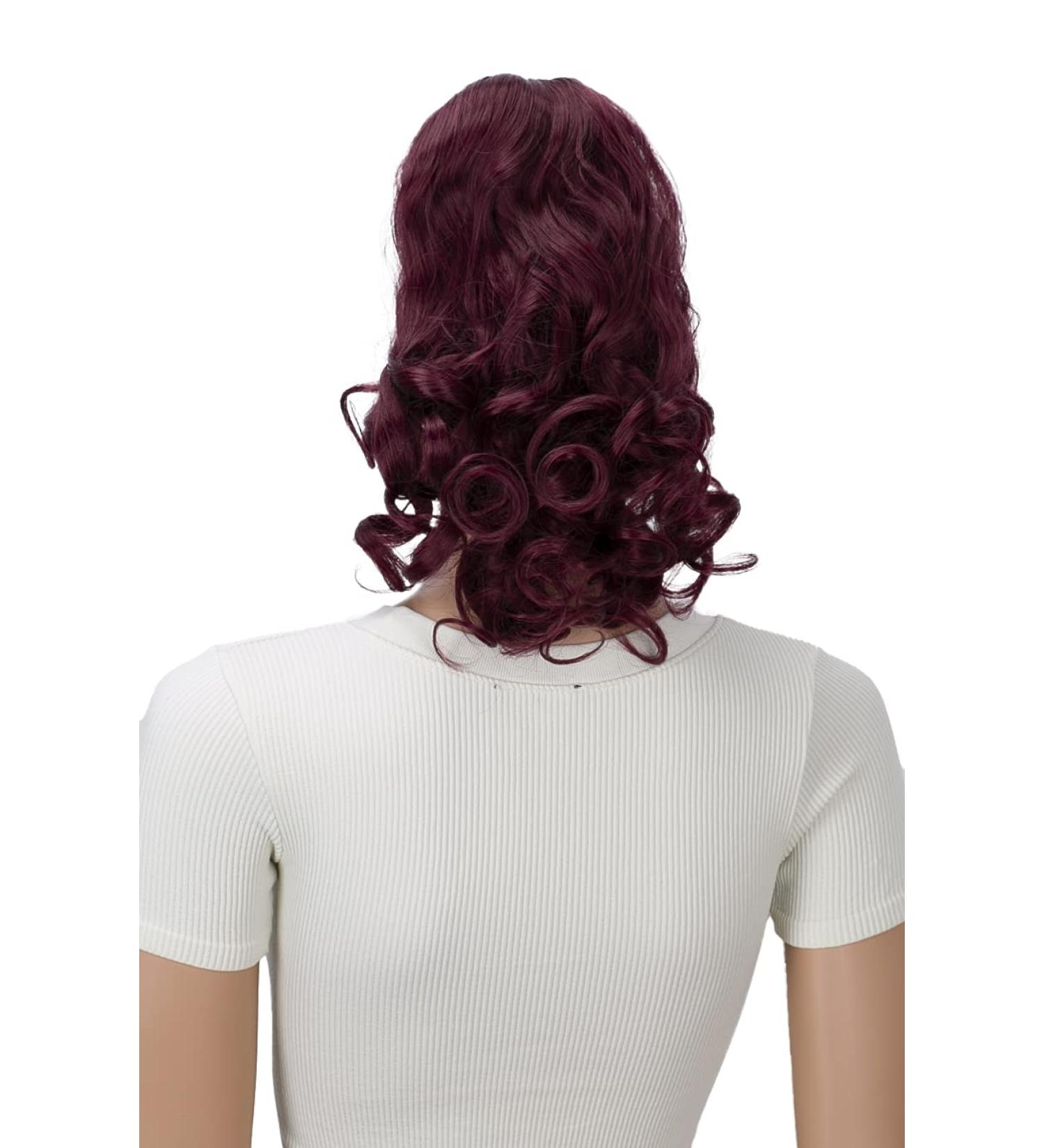 CAISHA 2 IN 1 Ponytail 12" Or 14" Hairpiece Clip On Extension Voluminous Wavy Burgundy Red H17-2 burgundy red #burg H17-2 - Buy Online on GoSupps.com