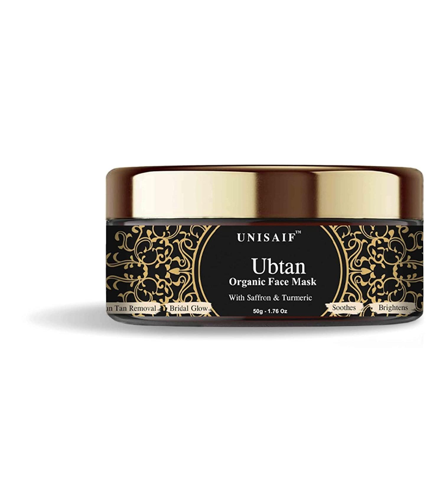 Ubtan Organic Turmeric Face Mask | Hydrating & Brightening Clay Mask for Acne Dark Spots & Pores | Exfoliating Anti-Aging Skin Care with Saffron & Turmeric - Buy Online on GoSupps.com