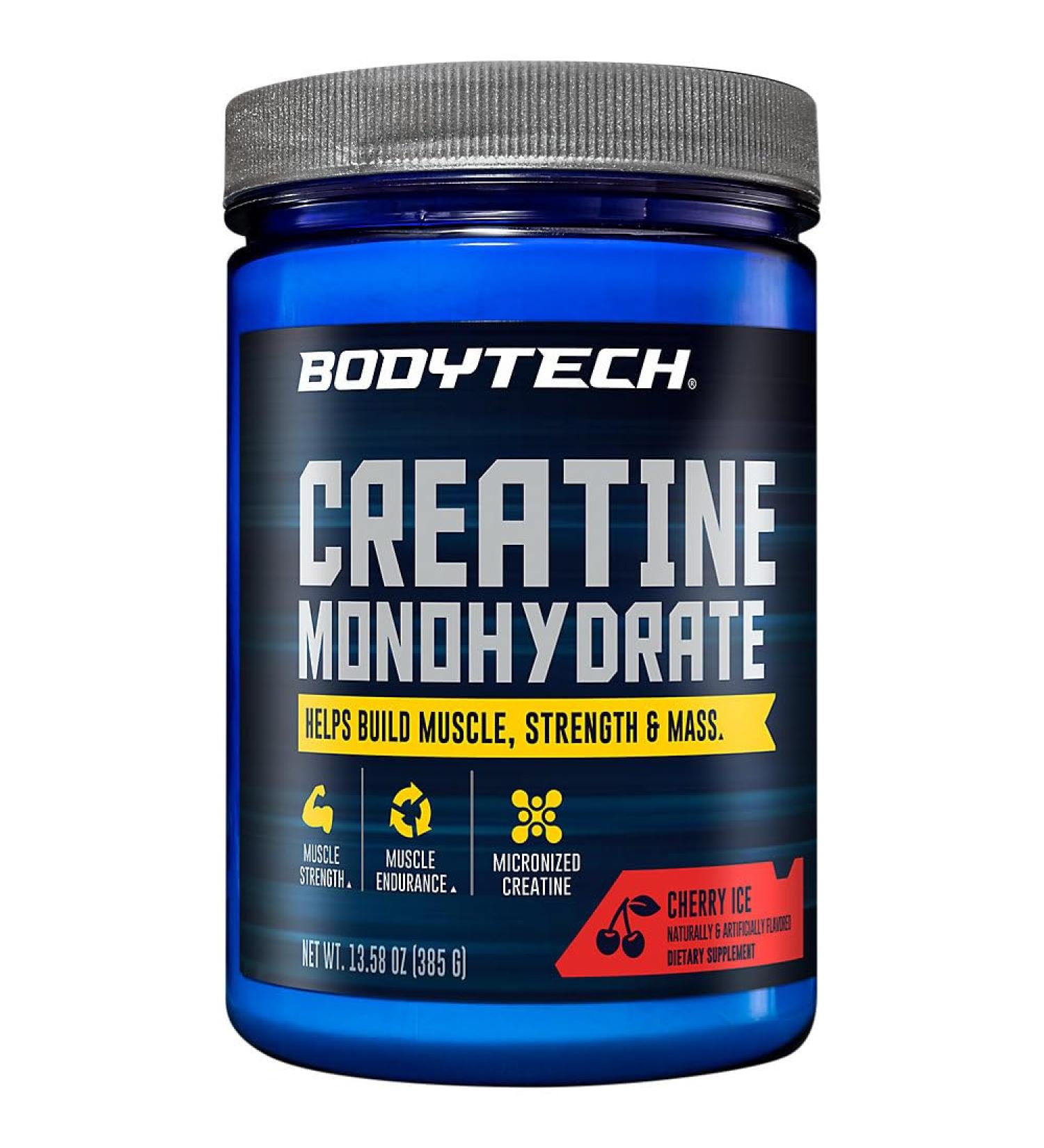 BODYTECH 100% Pure Creatine Monohydrate Powder - Micronized for Maximum Absorption - Supports Muscle Strength & Power Output - Cherry Ice (13.58 oz 55 Servings) - Buy Online on GoSupps.com