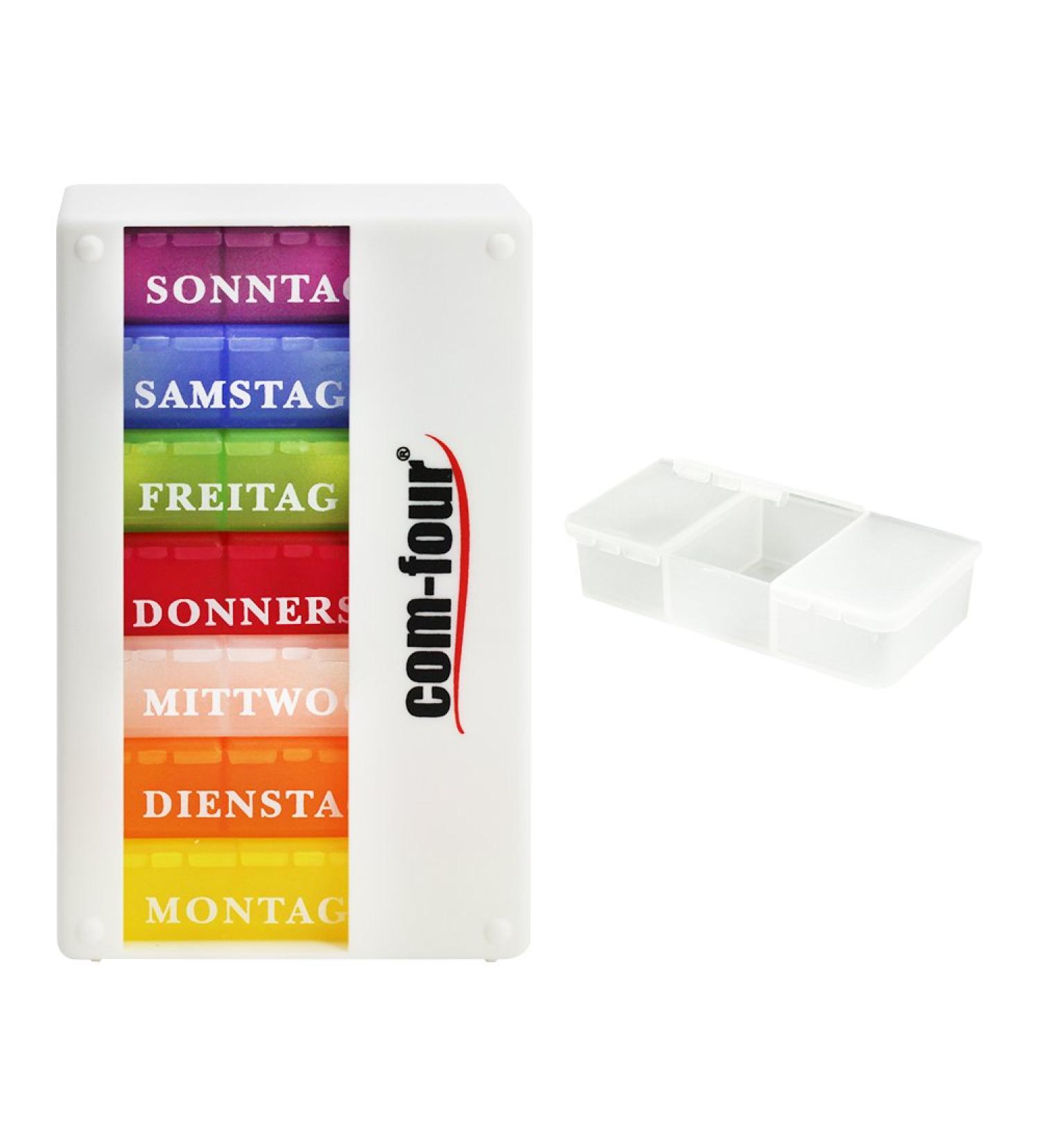 Com-Four 7-Day Drug Doser - Weekly Medication Box with 3 Compartments | Pill & Tablet Organizer - Buy Online on GoSupps.com